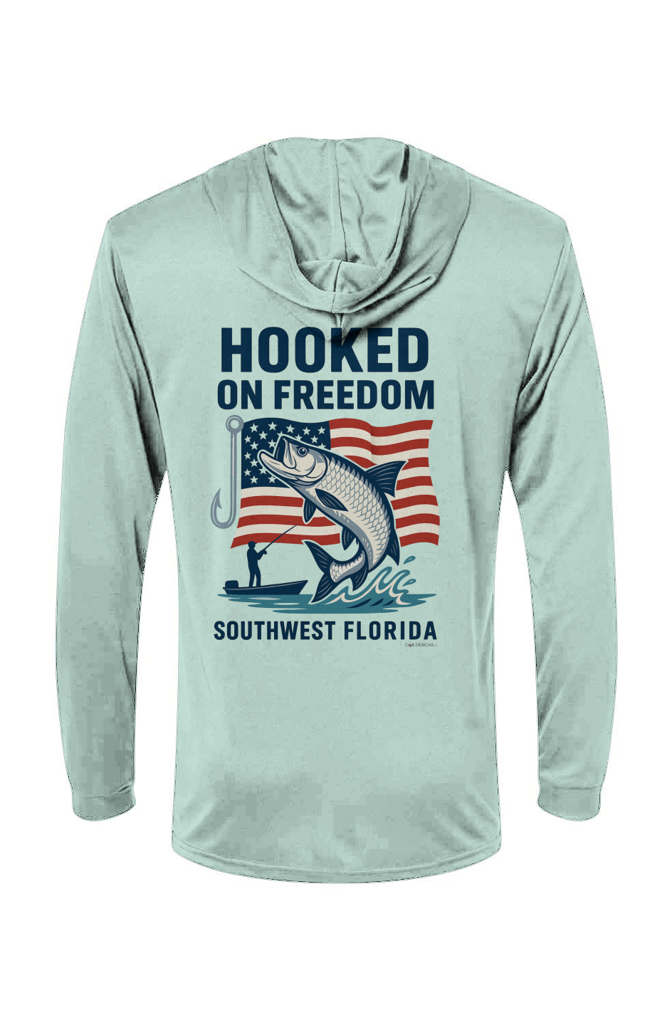 Hooked on Freedom US Flag - Hooded LS Tee