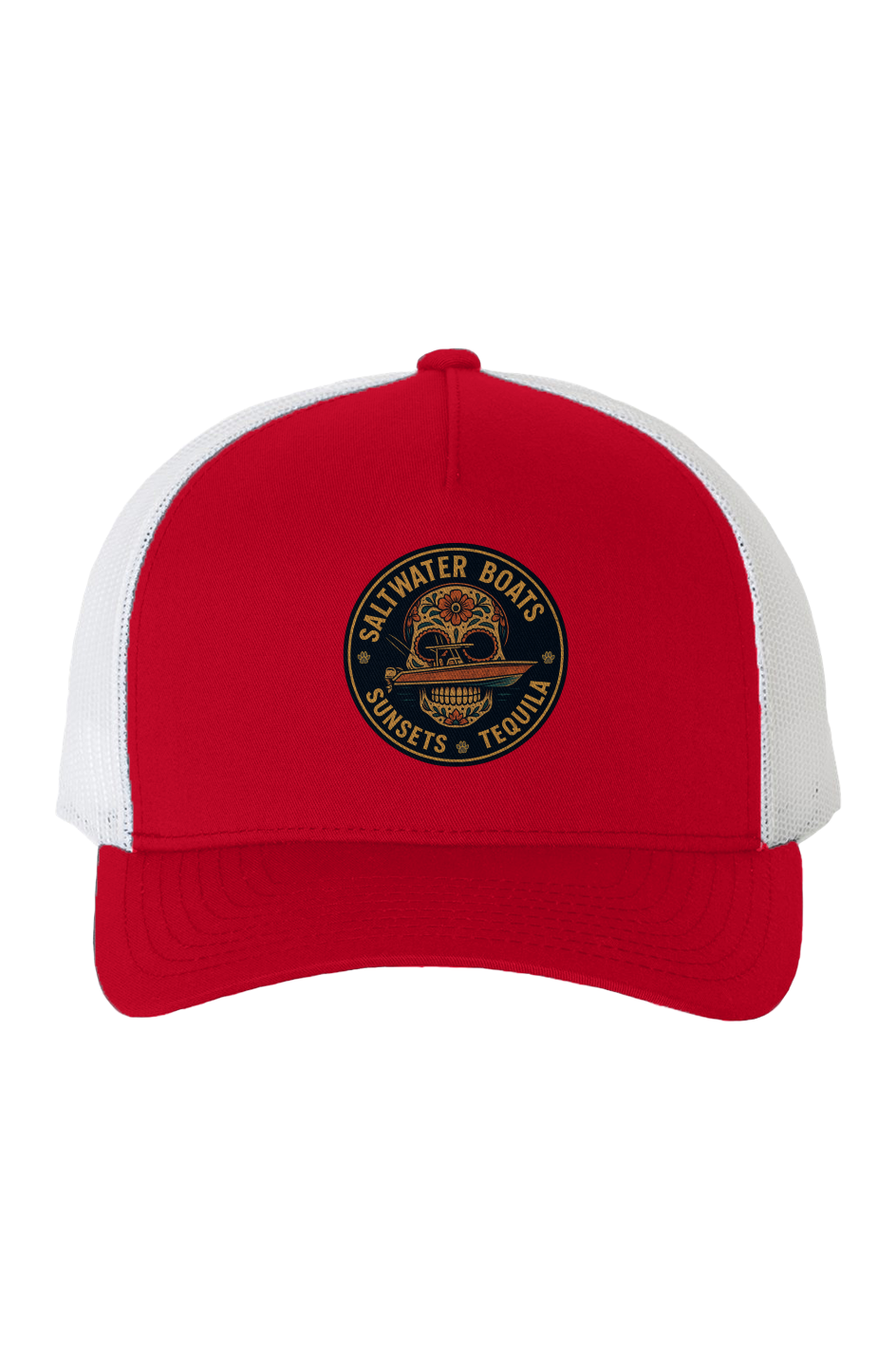 White Mesh Five-Panel Retro Trucker Cap