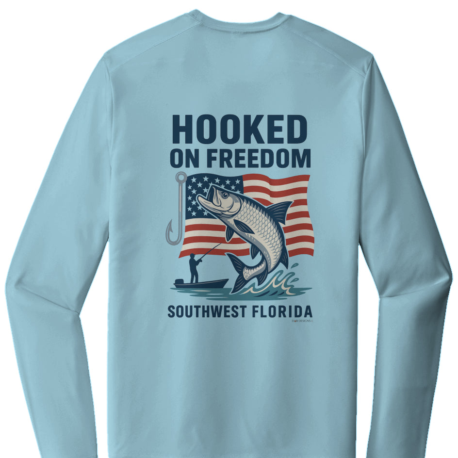 Hooked On Freedom (US Flag Edition) - Posi UV Pro LS Tee