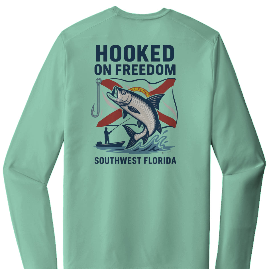 Hooked on Freedom (Florida Flag Edition) - Posi UV Pro LS Tee