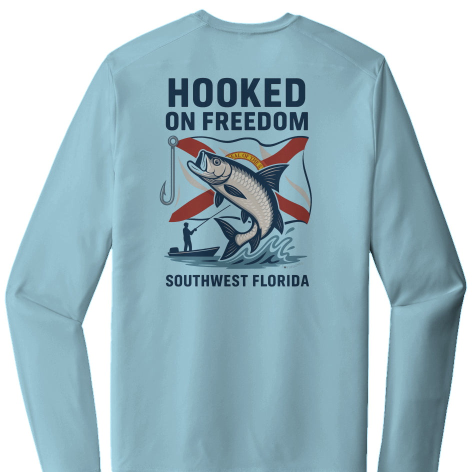 Hooked on Freedom (Florida Flag Edition) - Posi UV Pro LS Tee