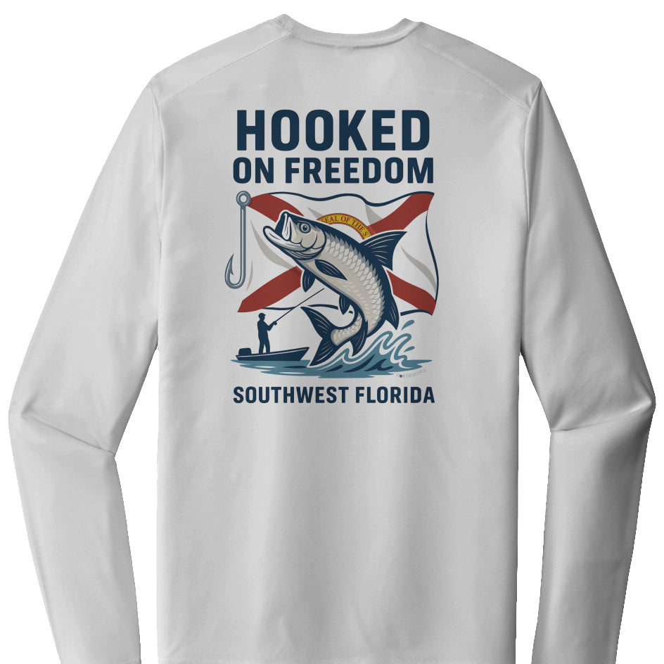 Hooked on Freedom (Florida Flag Edition) - Posi UV Pro LS Tee