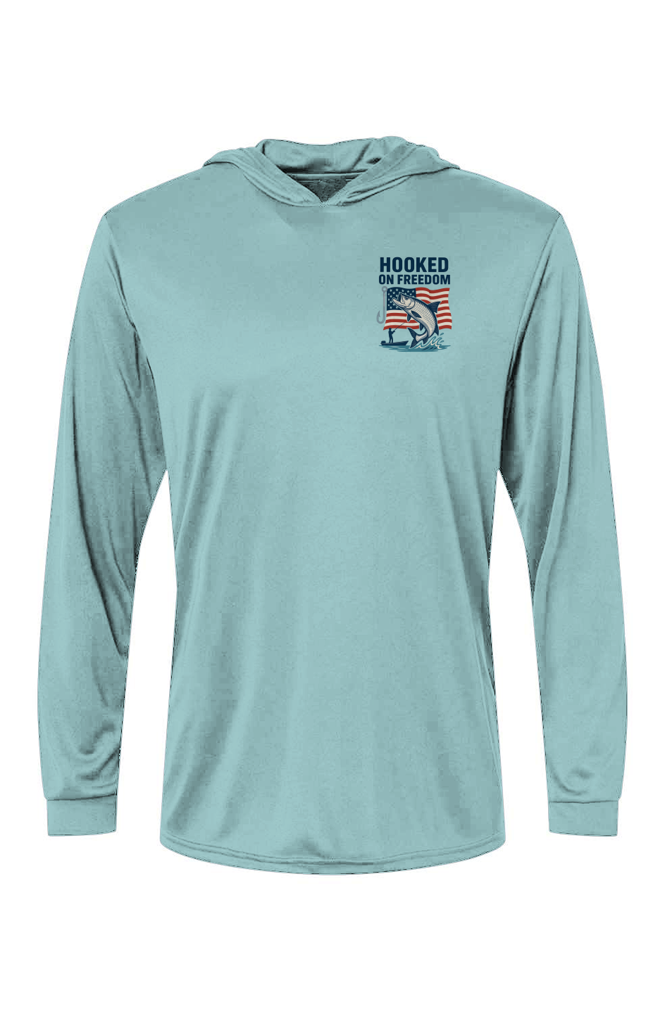 Hooked on Freedom US Flag - Hooded LS Tee