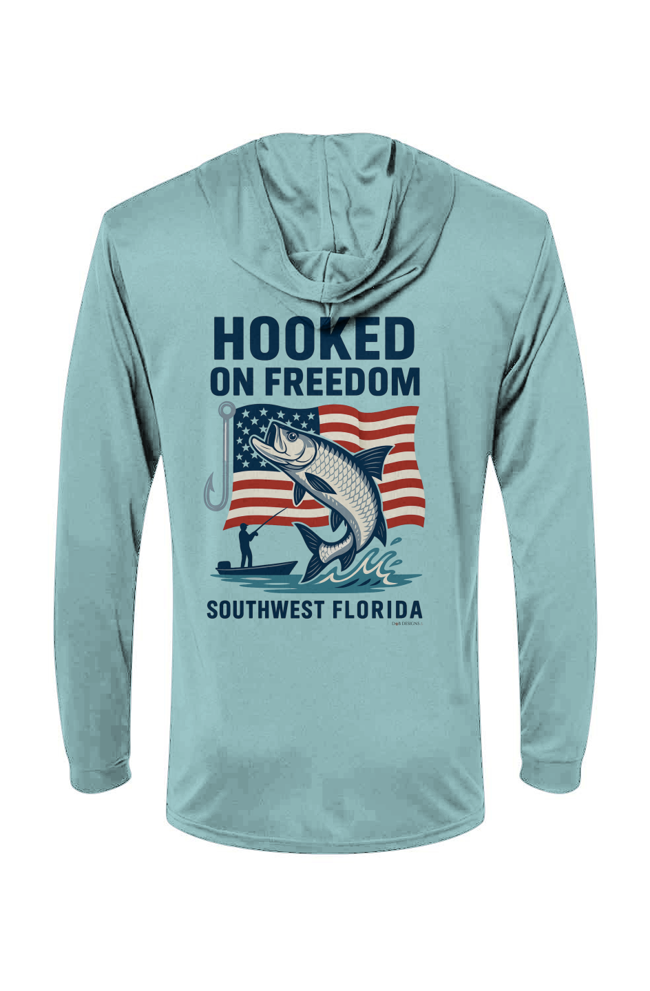 Hooked on Freedom US Flag - Hooded LS Tee
