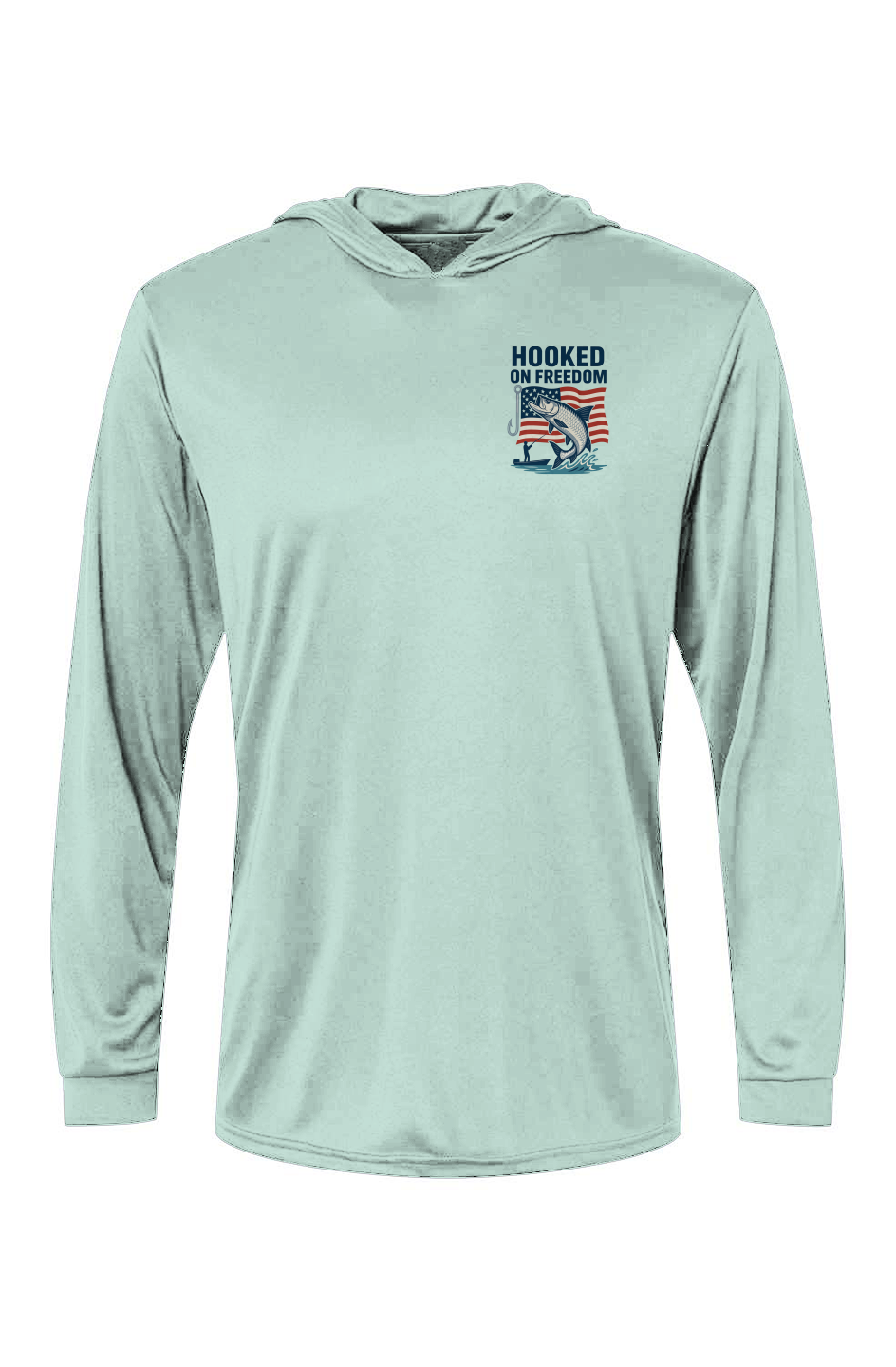 Hooked on Freedom US Flag - Hooded LS Tee