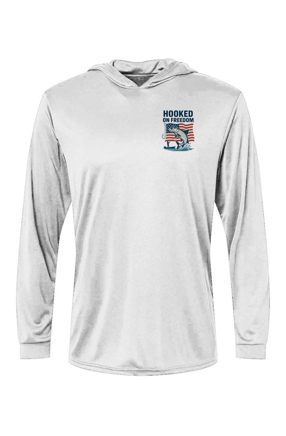 Hooked on Freedom US Flag - Hooded LS Tee