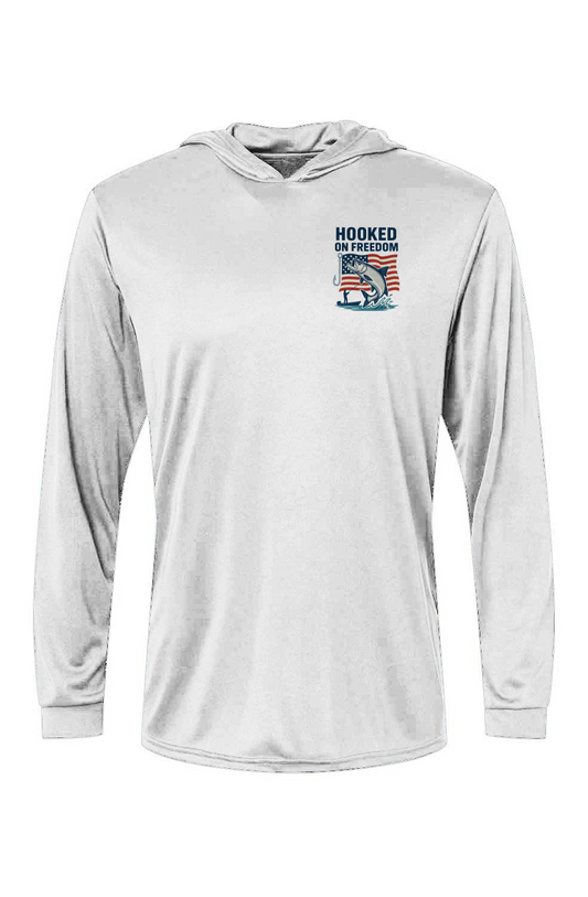 Hooked on Freedom US Flag - Hooded LS Tee