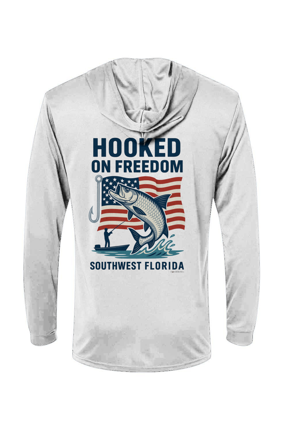 Hooked on Freedom US Flag - Hooded LS Tee