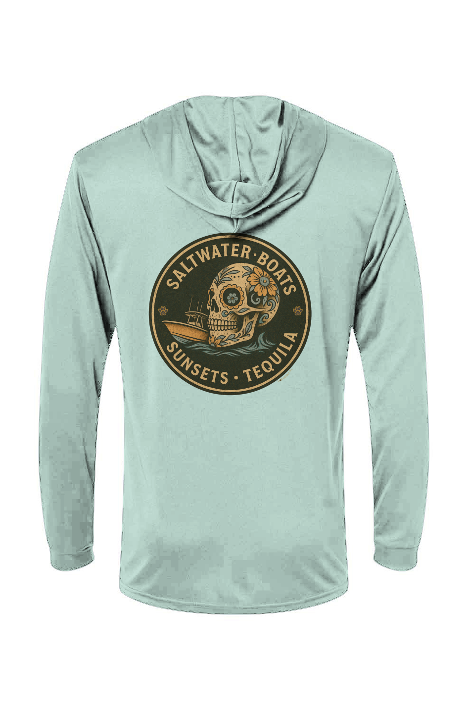 Saltwater Sunsets and Tequila Vintage Olive Edition - Hooded LS Tee