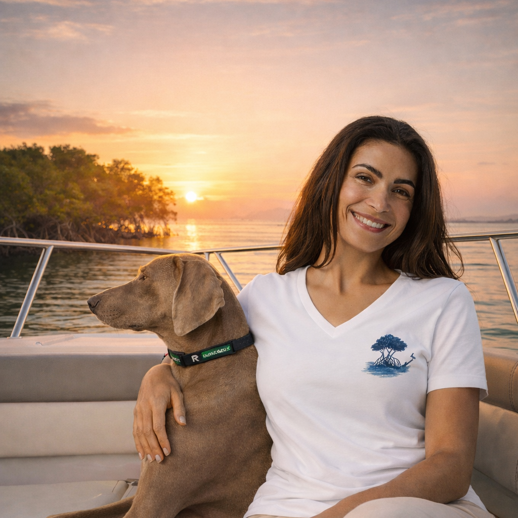 Mangrove Haven at Sunrise – Women’s Premier Coastal V-Neck