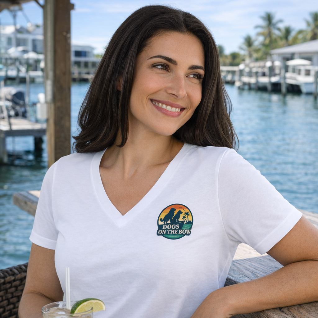 Retro DOB at Sunset – Women’s Premier Coastal V-Neck