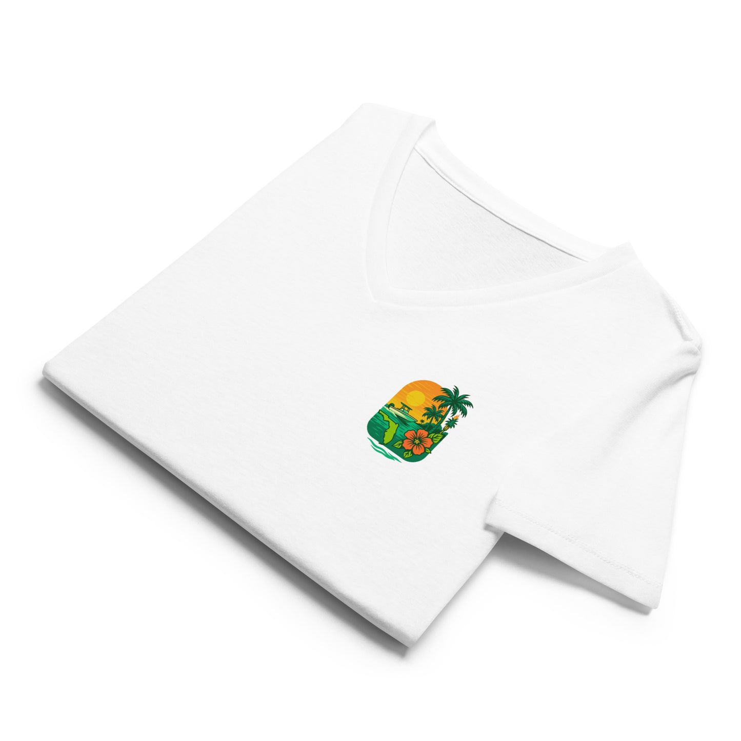 Florida Hibiscus Sunset - Women’s Premier Coastal V-Neck