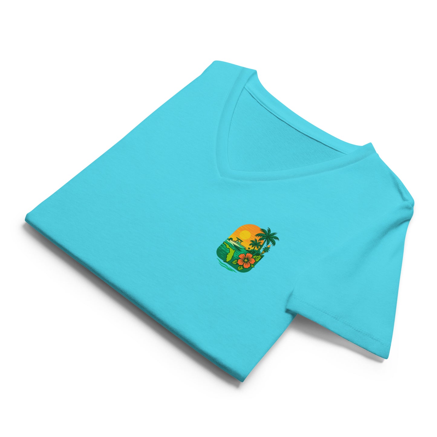 Florida Hibiscus Sunset - Women’s Premier Coastal V-Neck