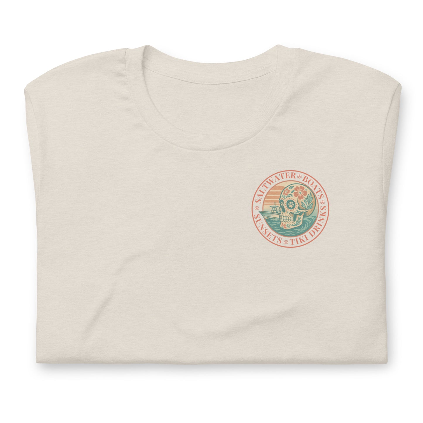 Saltwater • Boats • Sunsets • Tiki Drinks  The Everyday Coastal Tee (Unisex Crew Neck)
