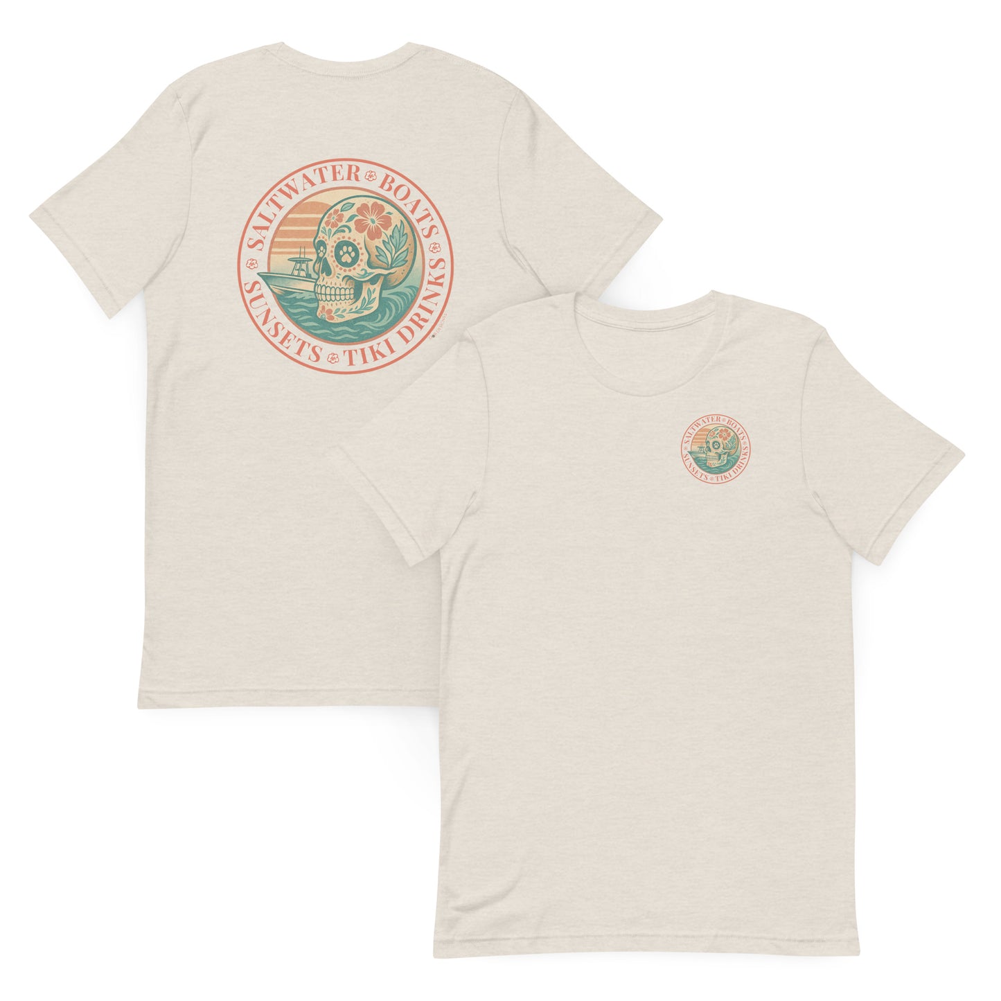 Saltwater • Boats • Sunsets • Tiki Drinks  The Everyday Coastal Tee (Unisex Crew Neck)