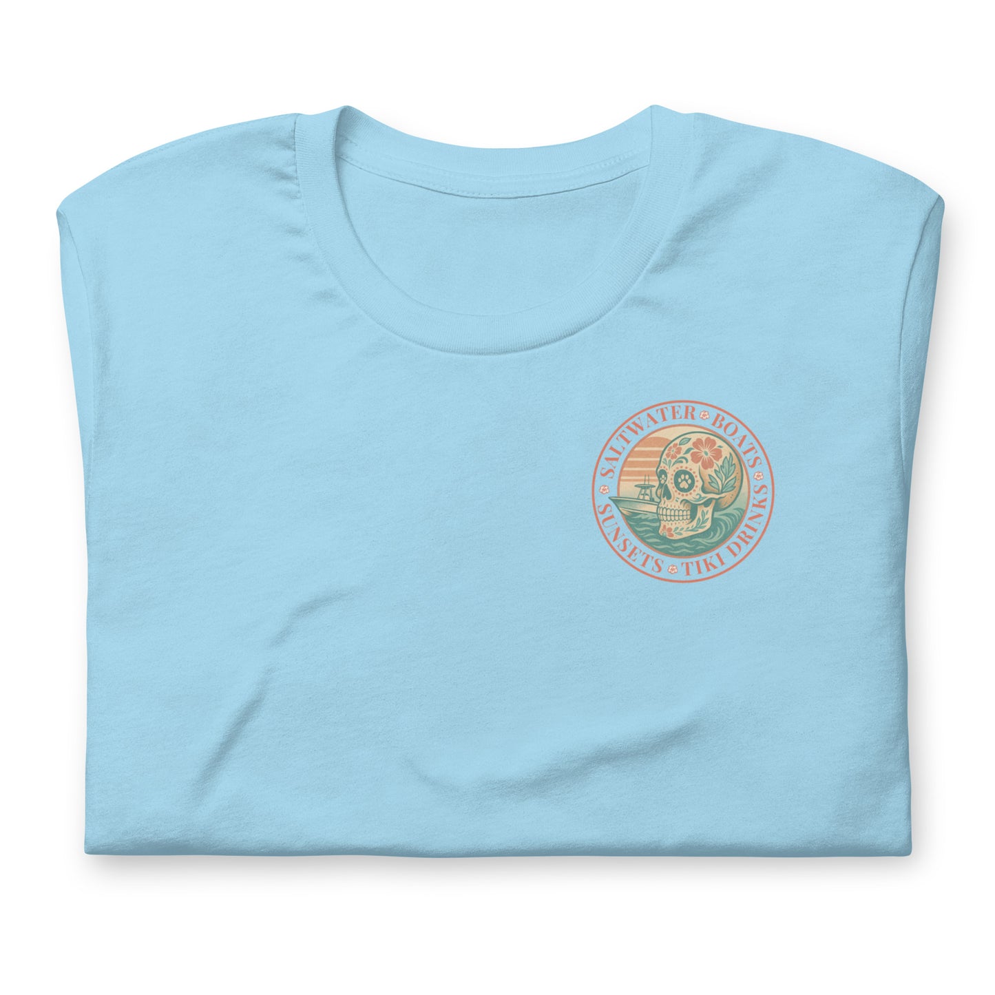 Saltwater • Boats • Sunsets • Tiki Drinks  The Everyday Coastal Tee (Unisex Crew Neck)