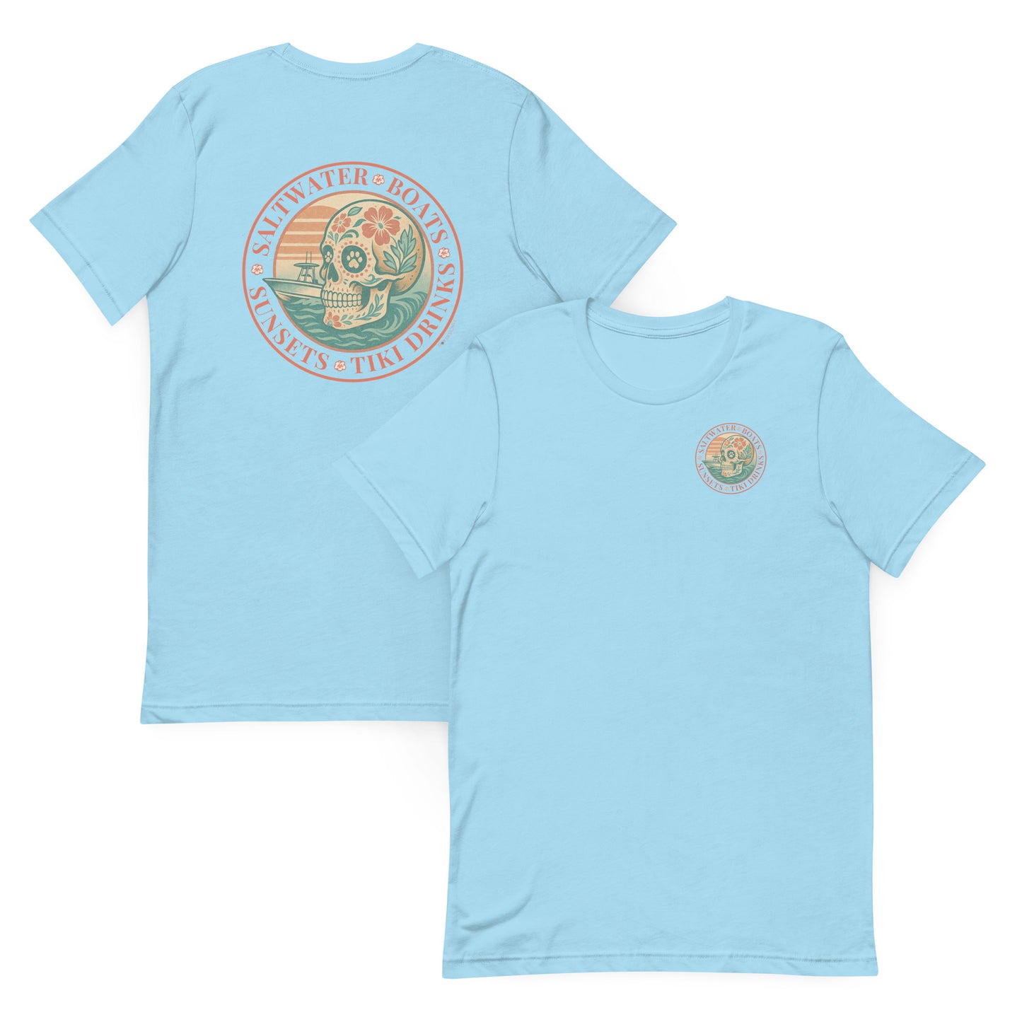 Saltwater • Boats • Sunsets • Tiki Drinks  The Everyday Coastal Tee (Unisex Crew Neck)