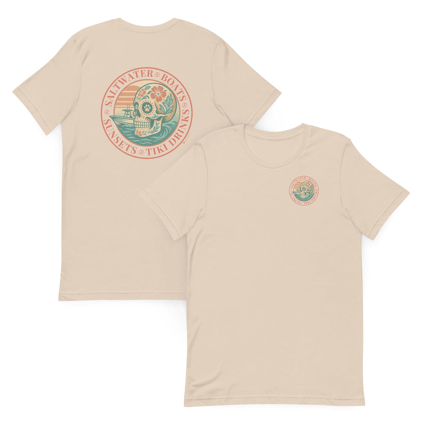 Saltwater • Boats • Sunsets • Tiki Drinks  The Everyday Coastal Tee (Unisex Crew Neck)