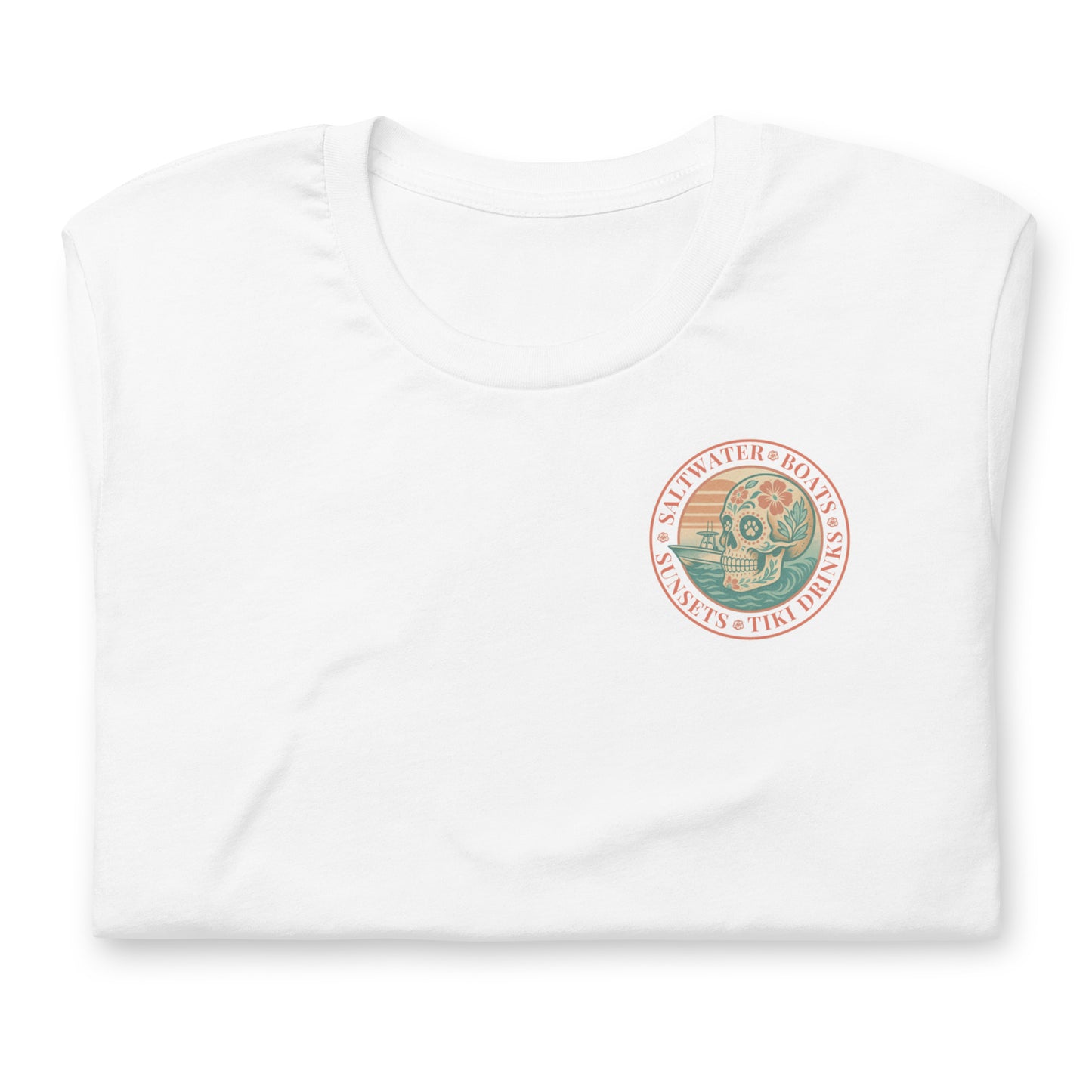 Saltwater • Boats • Sunsets • Tiki Drinks  The Everyday Coastal Tee (Unisex Crew Neck)