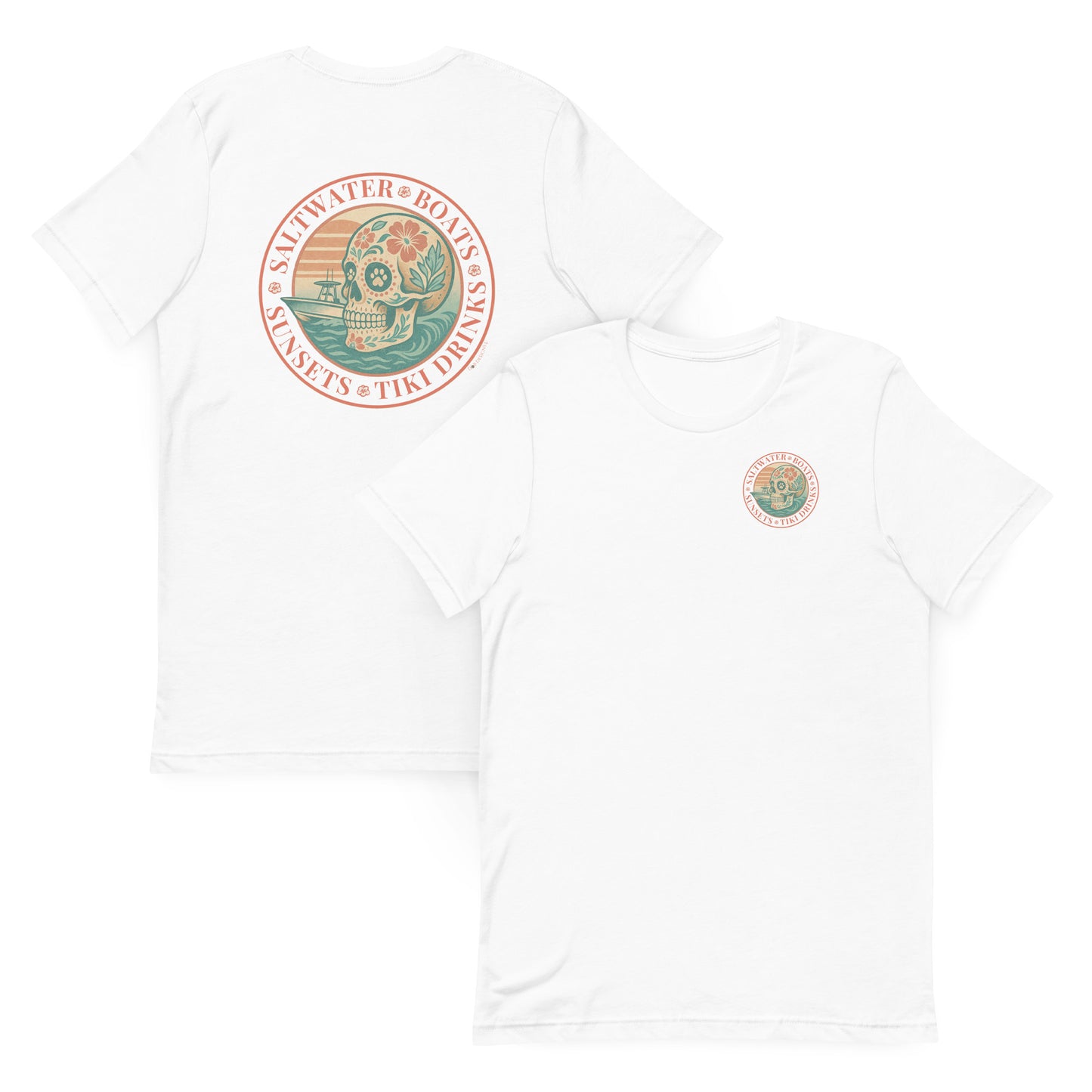 Saltwater • Boats • Sunsets • Tiki Drinks  The Everyday Coastal Tee (Unisex Crew Neck)