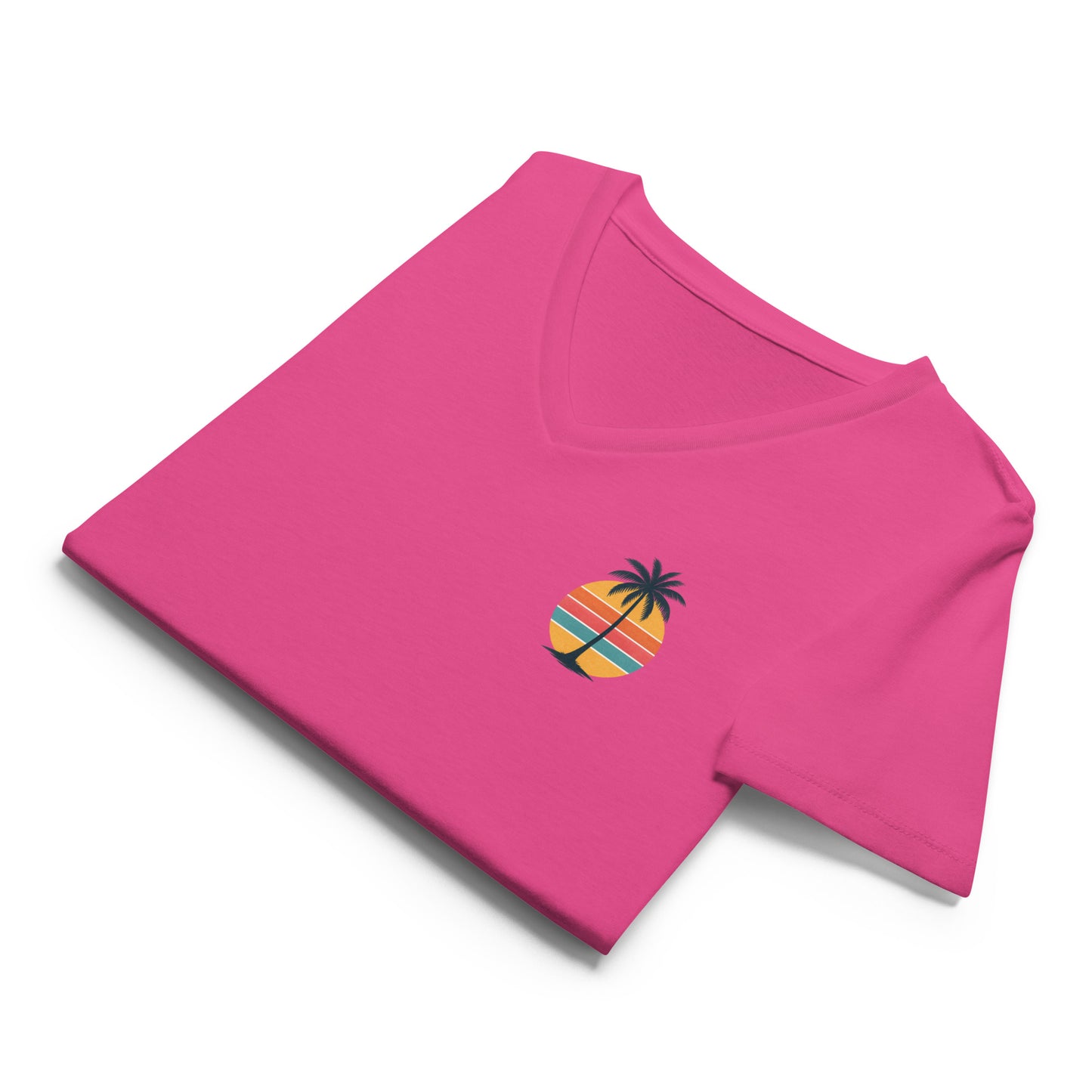 Single Palm at Sunset – Women’s Premier Coastal V-Neck