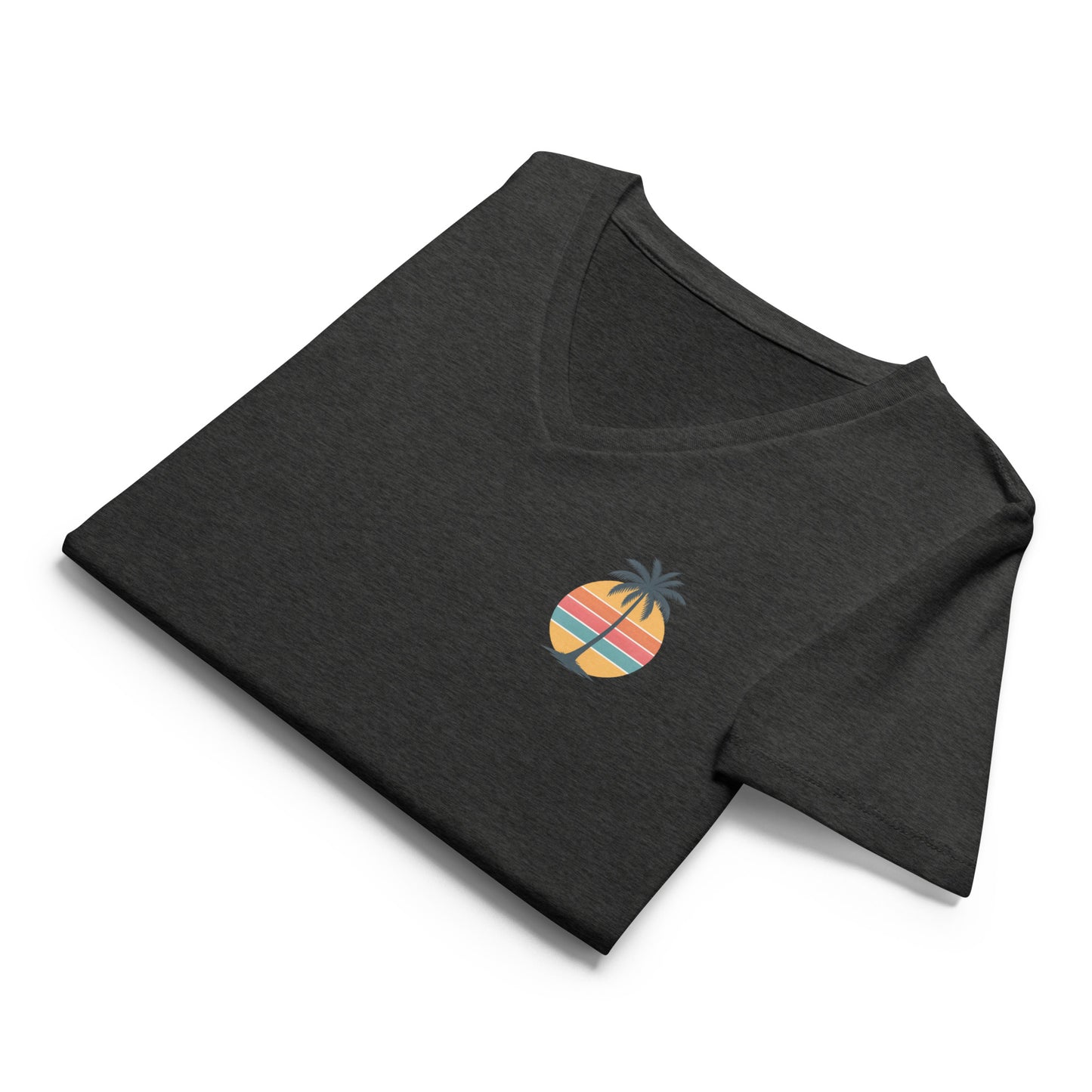 Single Palm at Sunset – Women’s Premier Coastal V-Neck