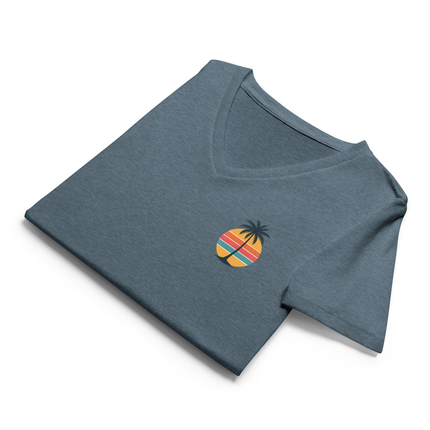 Single Palm at Sunset – Women’s Premier Coastal V-Neck