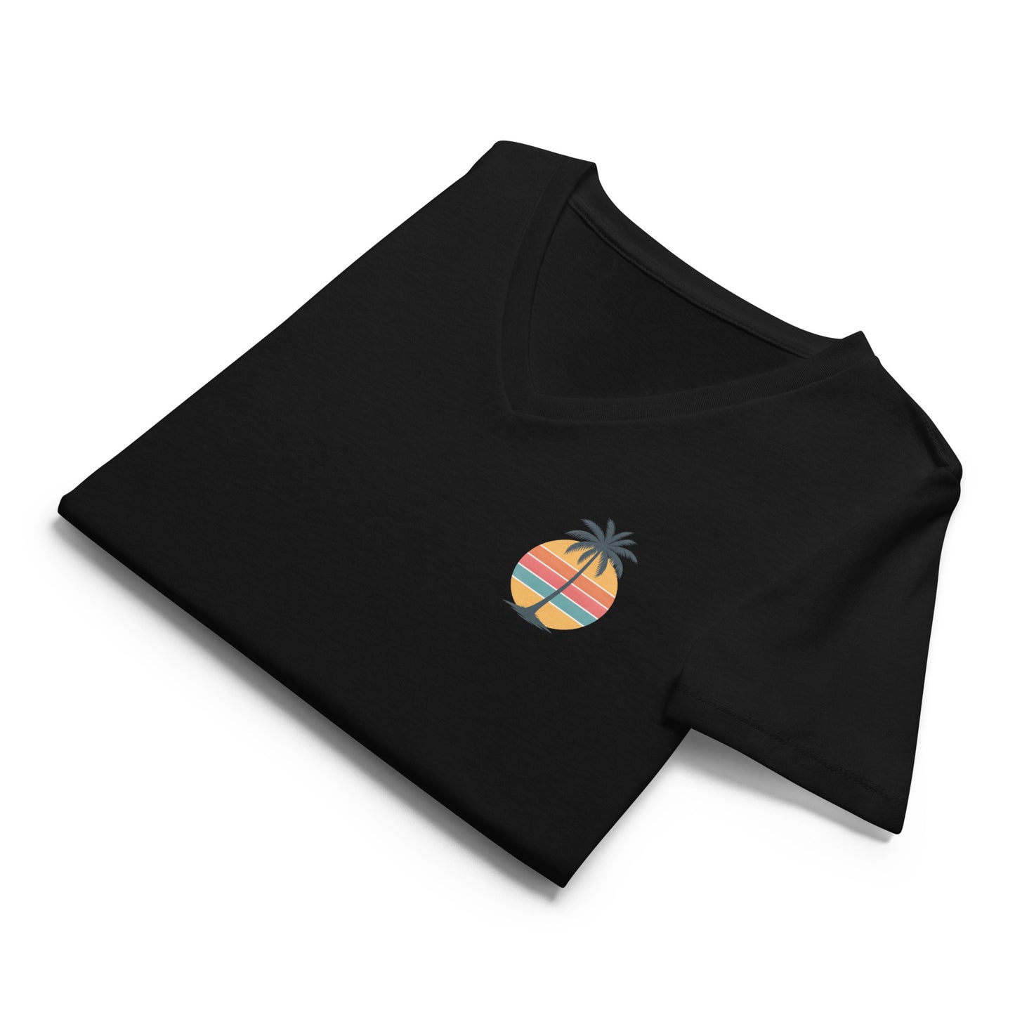 Single Palm at Sunset – Women’s Premier Coastal V-Neck