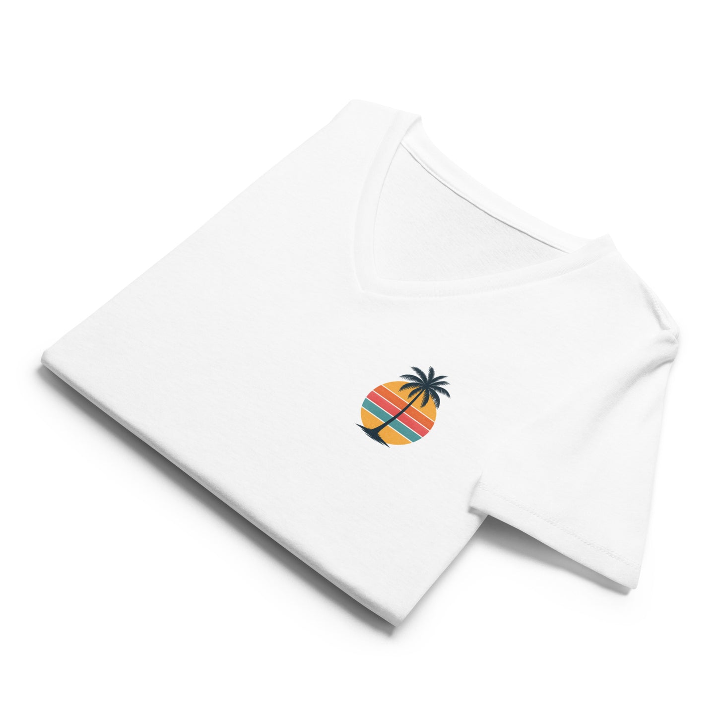 Single Palm at Sunset – Women’s Premier Coastal V-Neck
