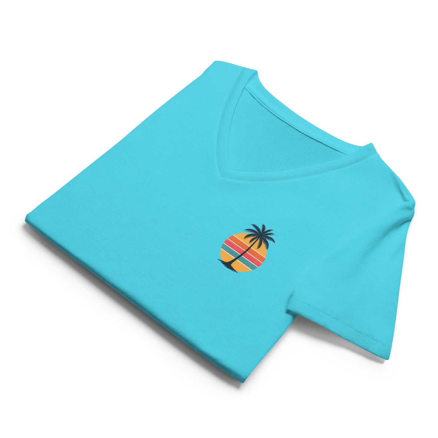 Single Palm at Sunset – Women’s Premier Coastal V-Neck