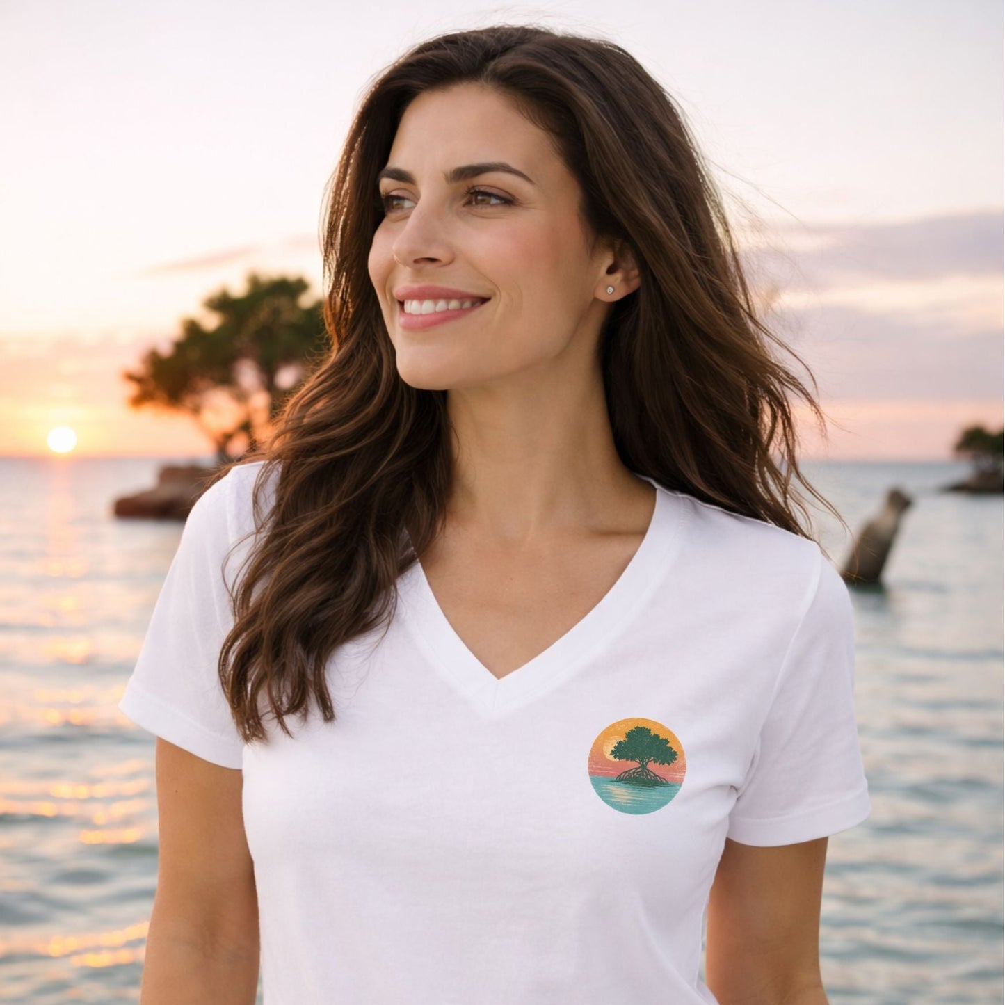 Mangrove Sunset – Women’s Premier Coastal V-Neck