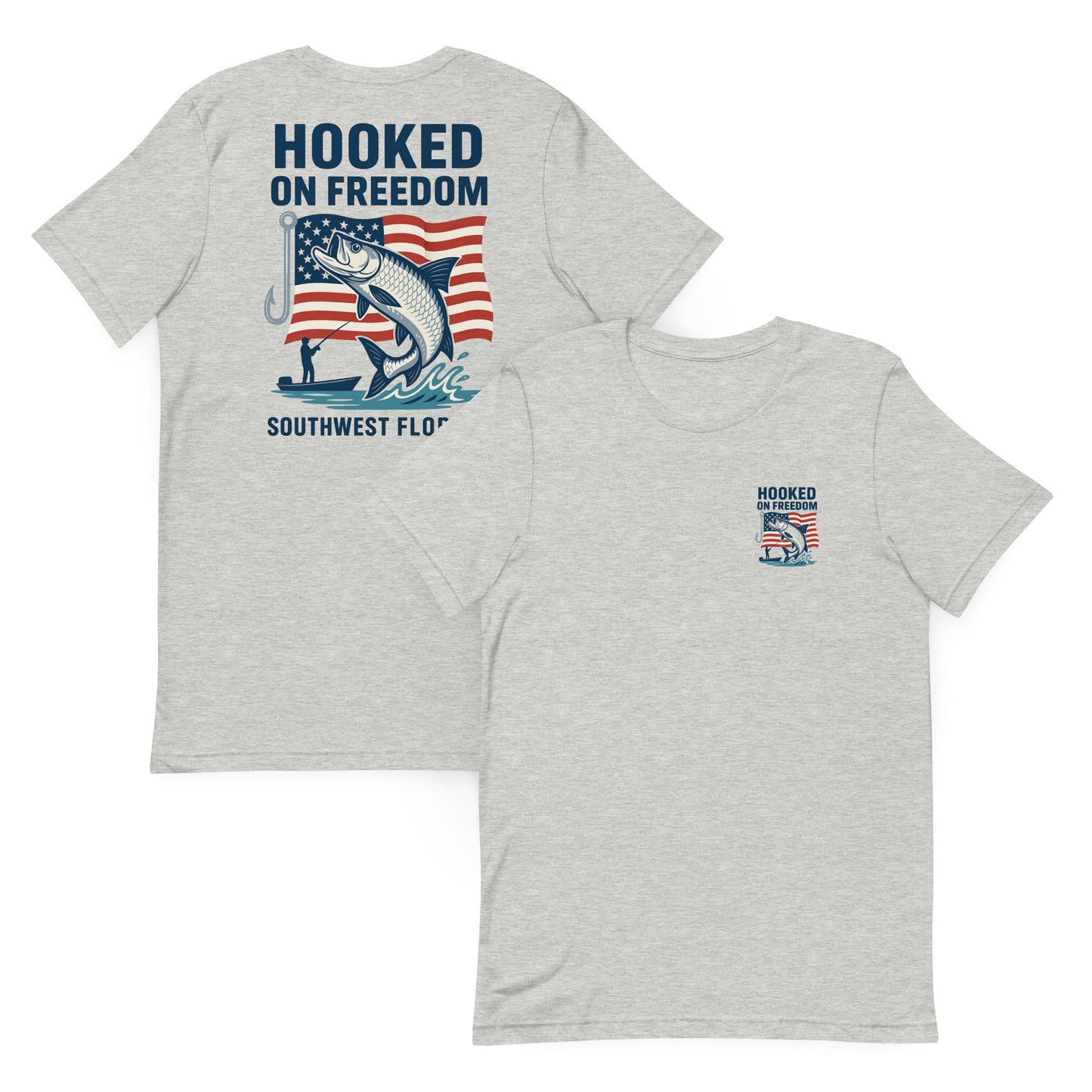 Hooked On Freedom – US Flag Edition - The Everyday Coastal Tee (Unisex Crew Neck)