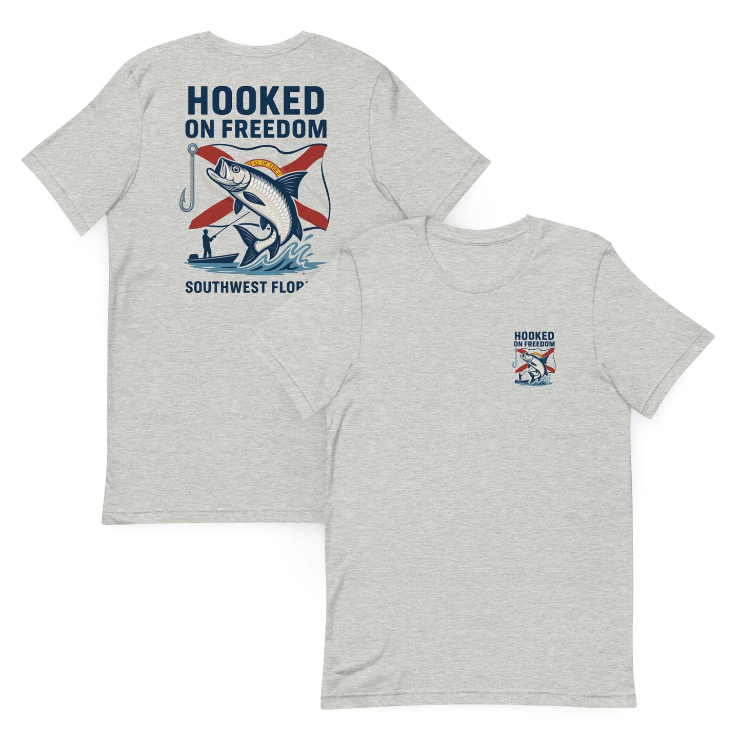 Hooked on Freedom – Florida Flag Edition - The Everyday Coastal Tee (Unisex Crew Neck)