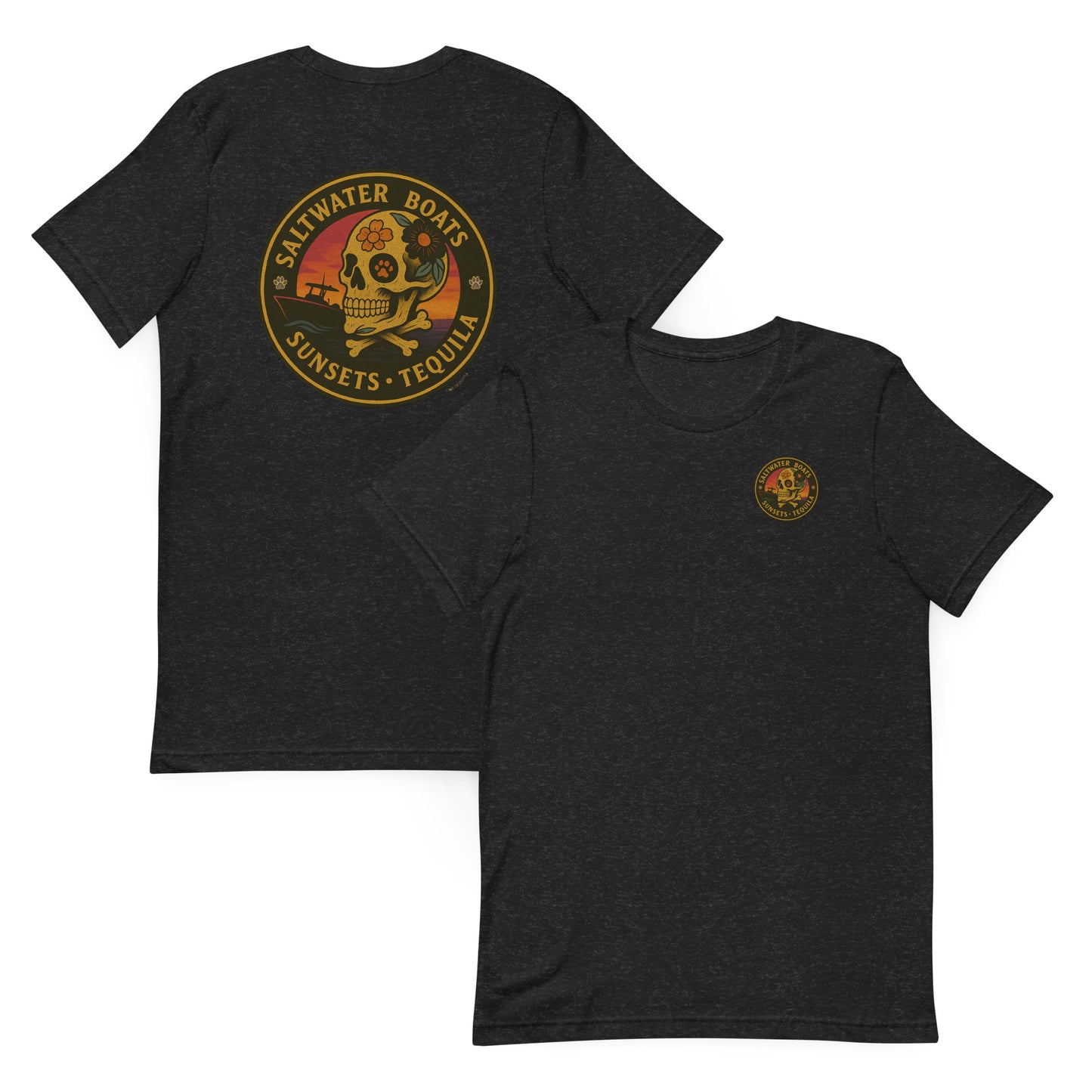 Saltwater, Boats, Sunsets & Tequila - Night Edition – The Everyday Coastal Tee (Unisex Crew Neck)