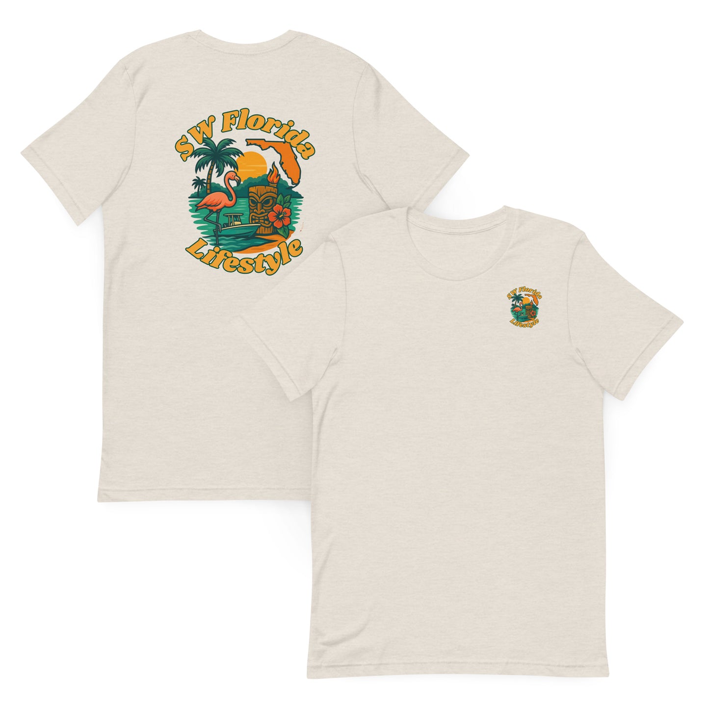 Flamingo Tiki Paradise - The Everyday Coastal Tee (Unisex Crew Neck)