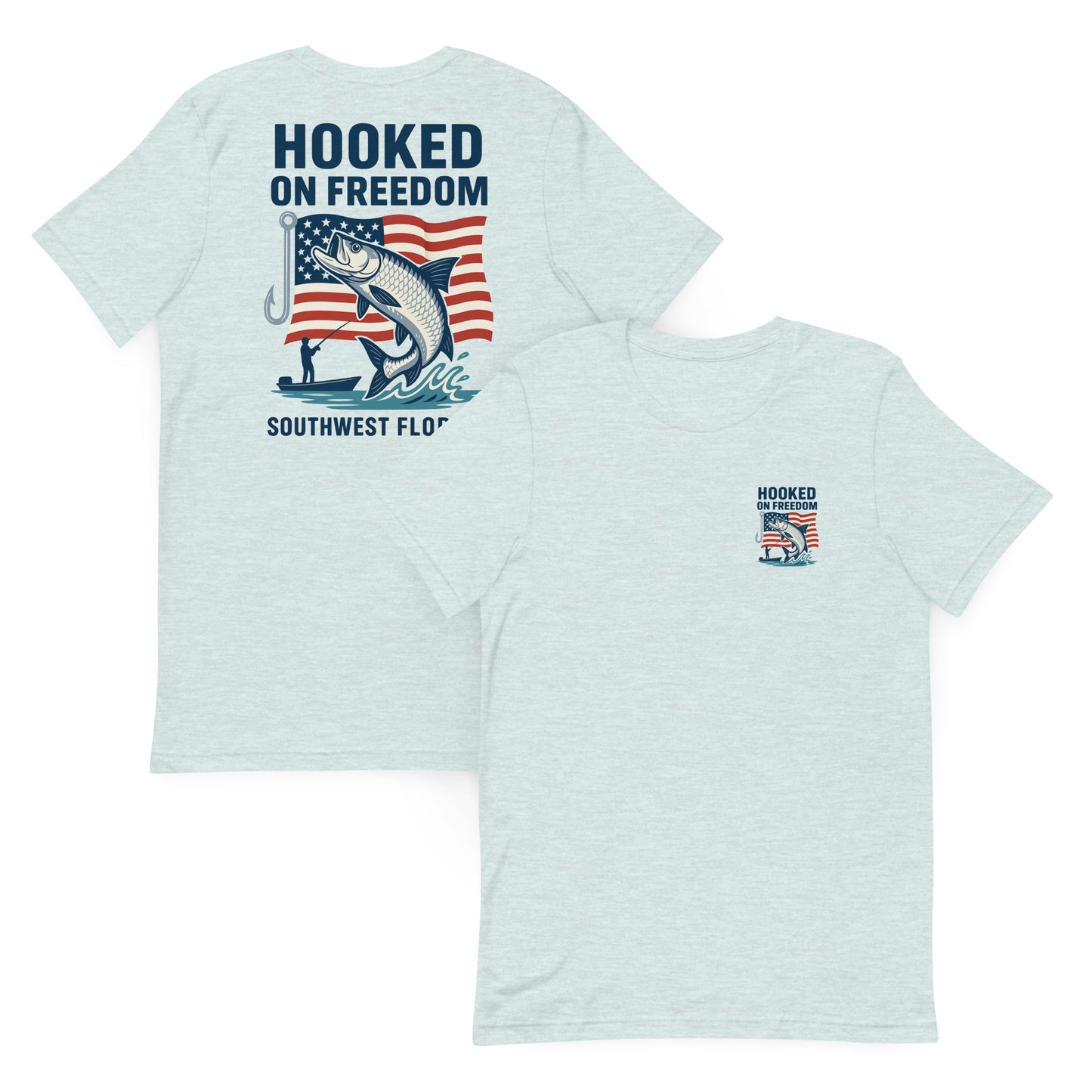 Hooked On Freedom – US Flag Edition - The Everyday Coastal Tee (Unisex Crew Neck)