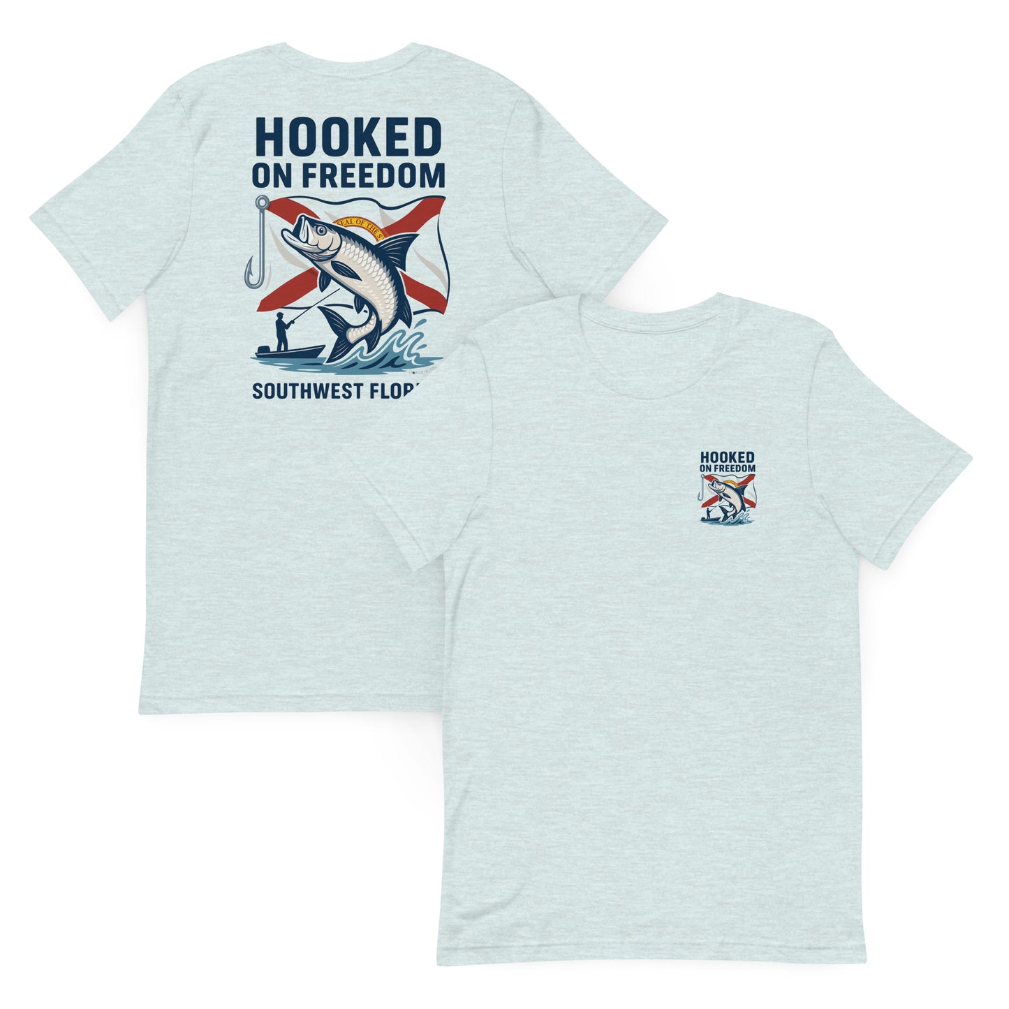 Hooked on Freedom – Florida Flag Edition - The Everyday Coastal Tee (Unisex Crew Neck)