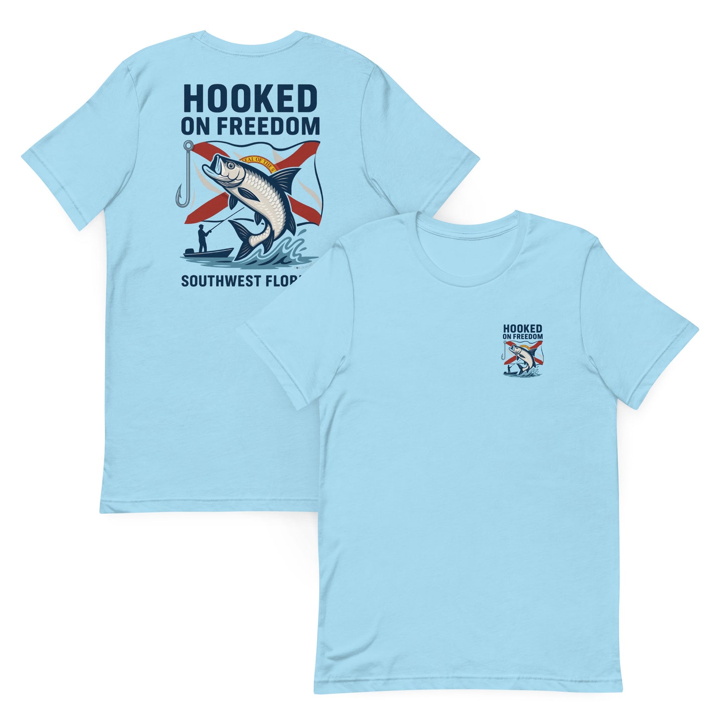 Hooked on Freedom – Florida Flag Edition - The Everyday Coastal Tee (Unisex Crew Neck)