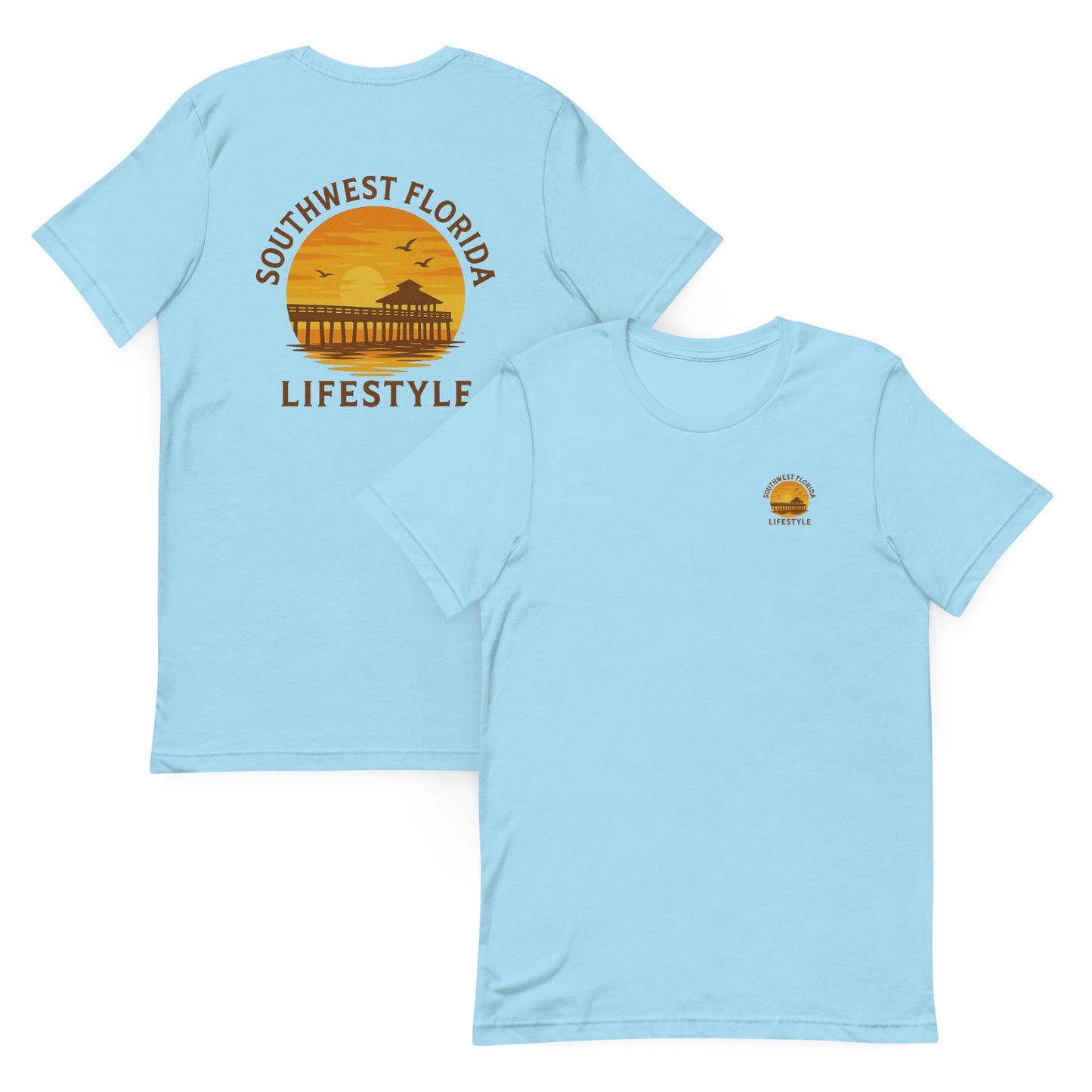 Sunset Pier Reflections  The Everyday Coastal Tee (Unisex Crew Neck)