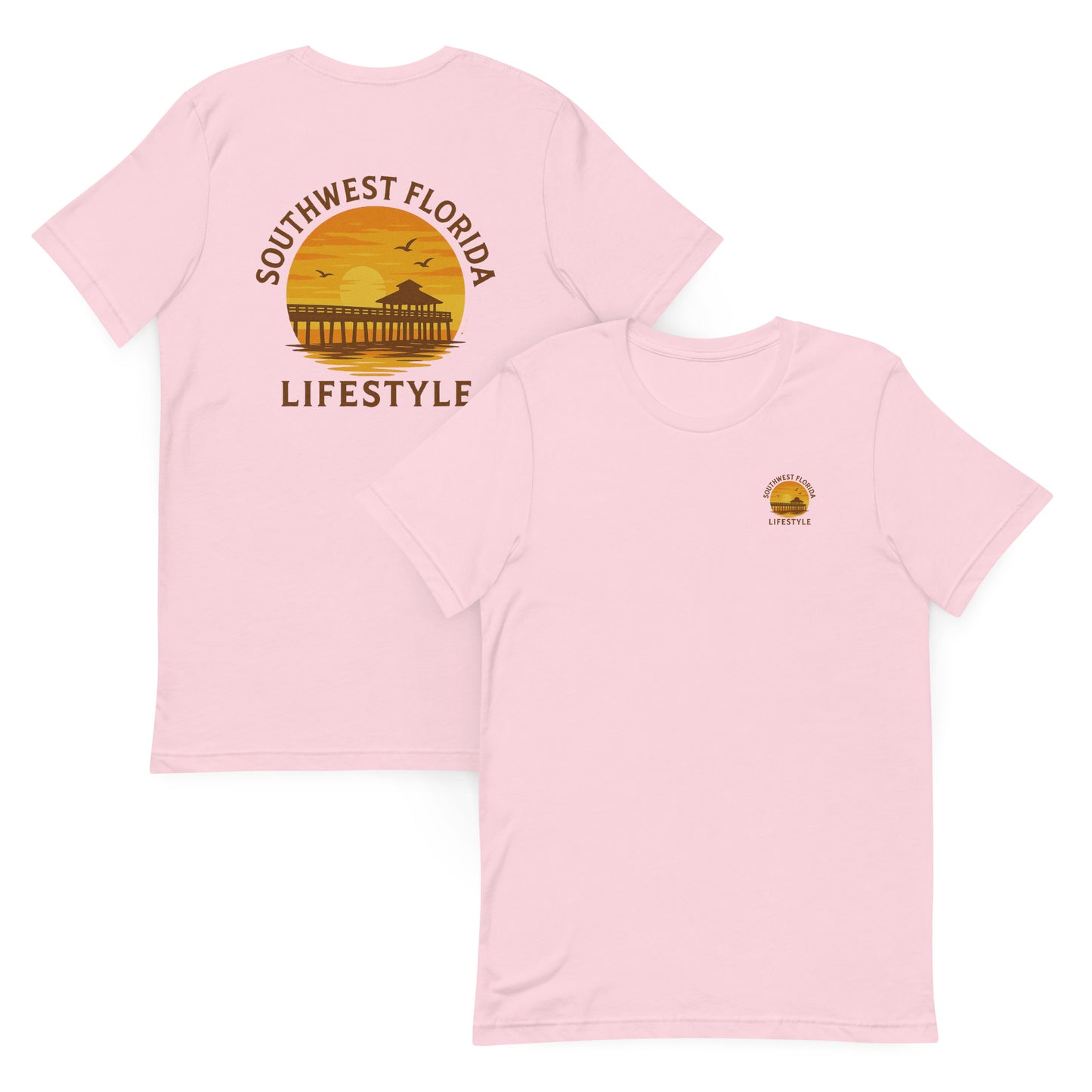 Sunset Pier Reflections  The Everyday Coastal Tee (Unisex Crew Neck)
