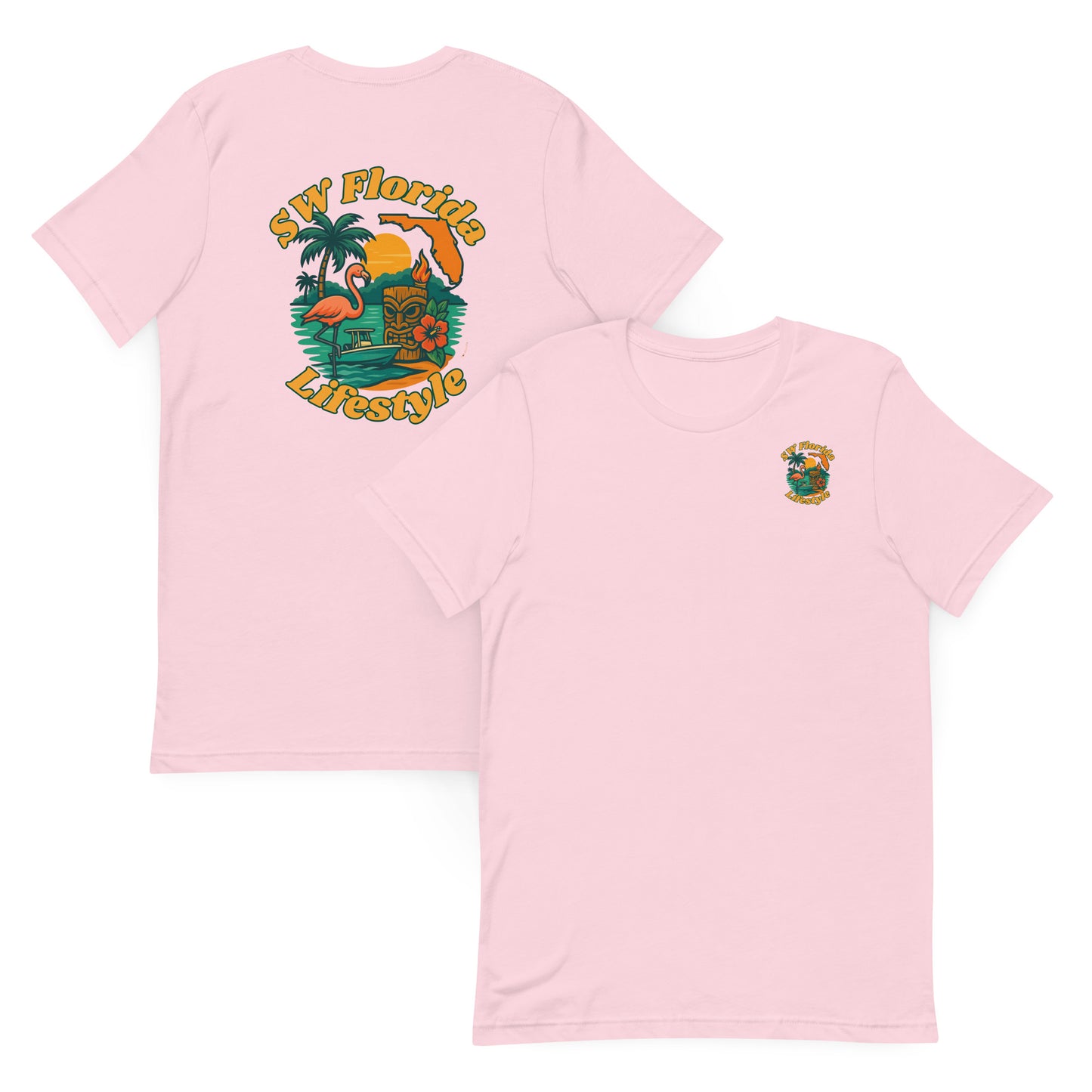 Flamingo Tiki Paradise - The Everyday Coastal Tee (Unisex Crew Neck)