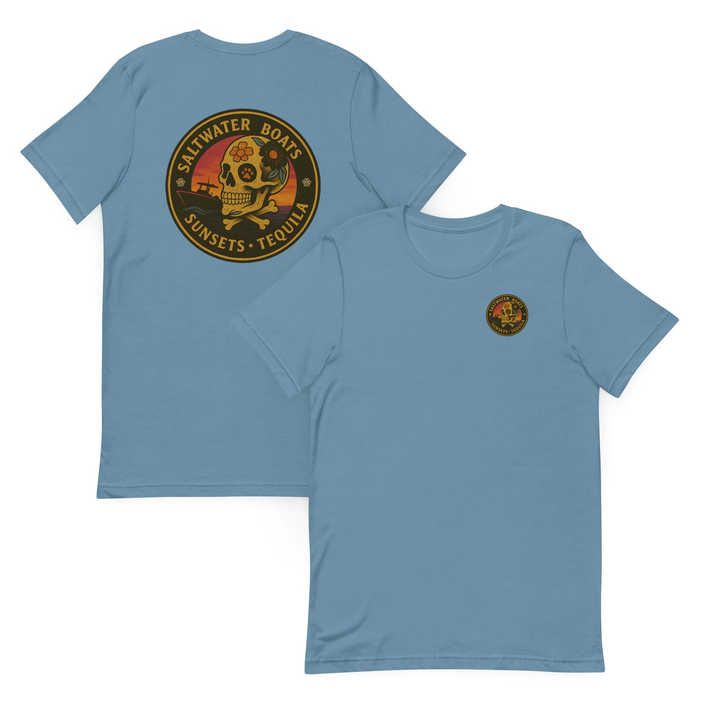 Saltwater, Boats, Sunsets & Tequila - Night Edition – The Everyday Coastal Tee (Unisex Crew Neck)