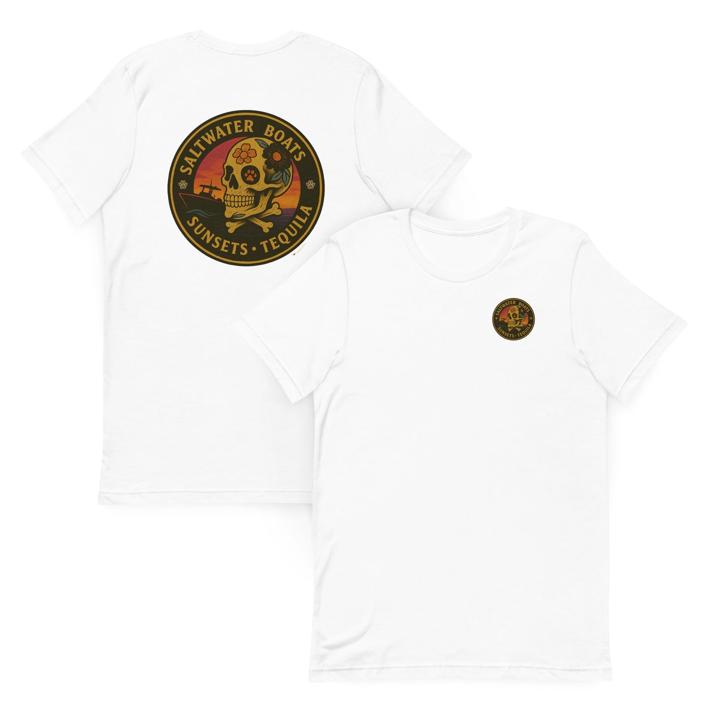 Saltwater, Boats, Sunsets & Tequila - Night Edition – The Everyday Coastal Tee (Unisex Crew Neck)