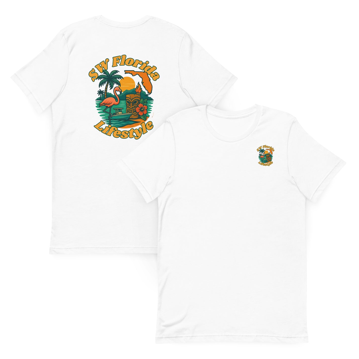 Flamingo Tiki Paradise - The Everyday Coastal Tee (Unisex Crew Neck)