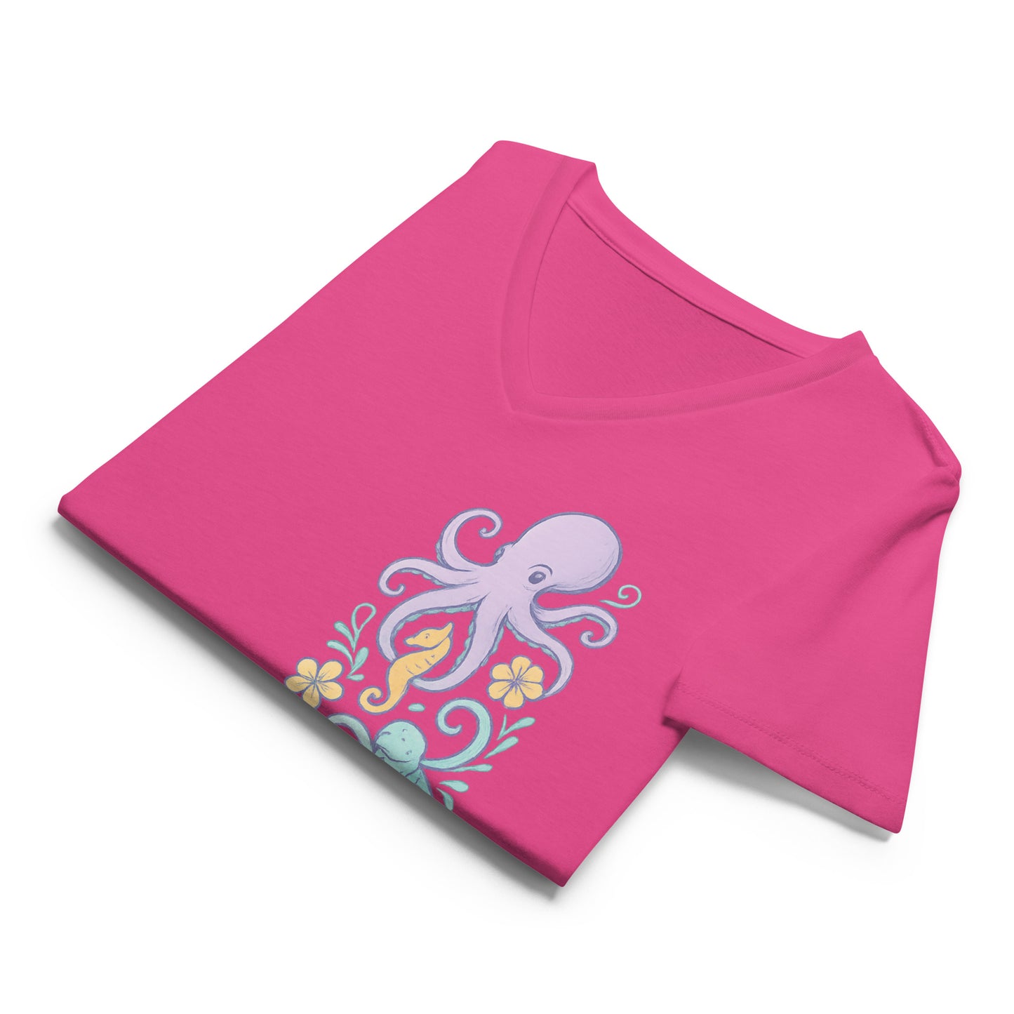Lavender Reef Friends - Women’s Whimsical Coastal V-Neck