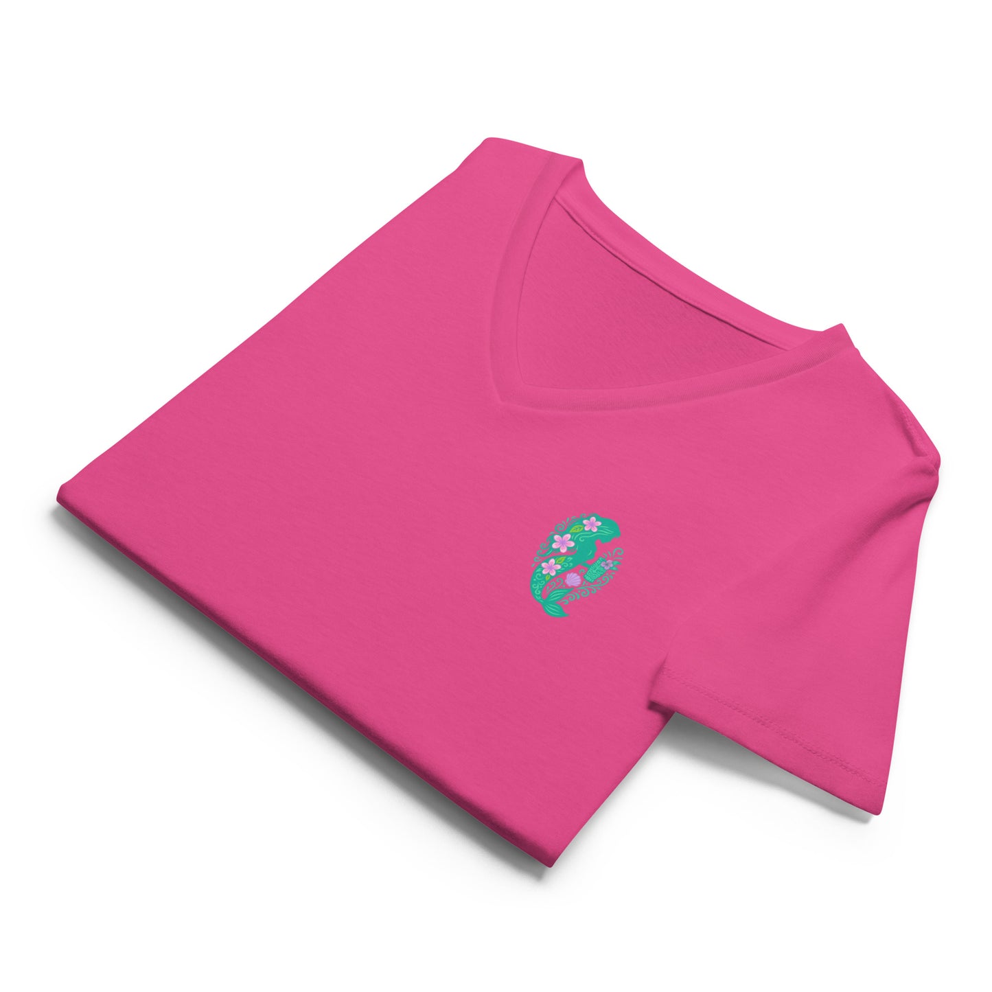 Tropical Mermaid in Bloom - Women’s Whimsical Coastal V-Neck