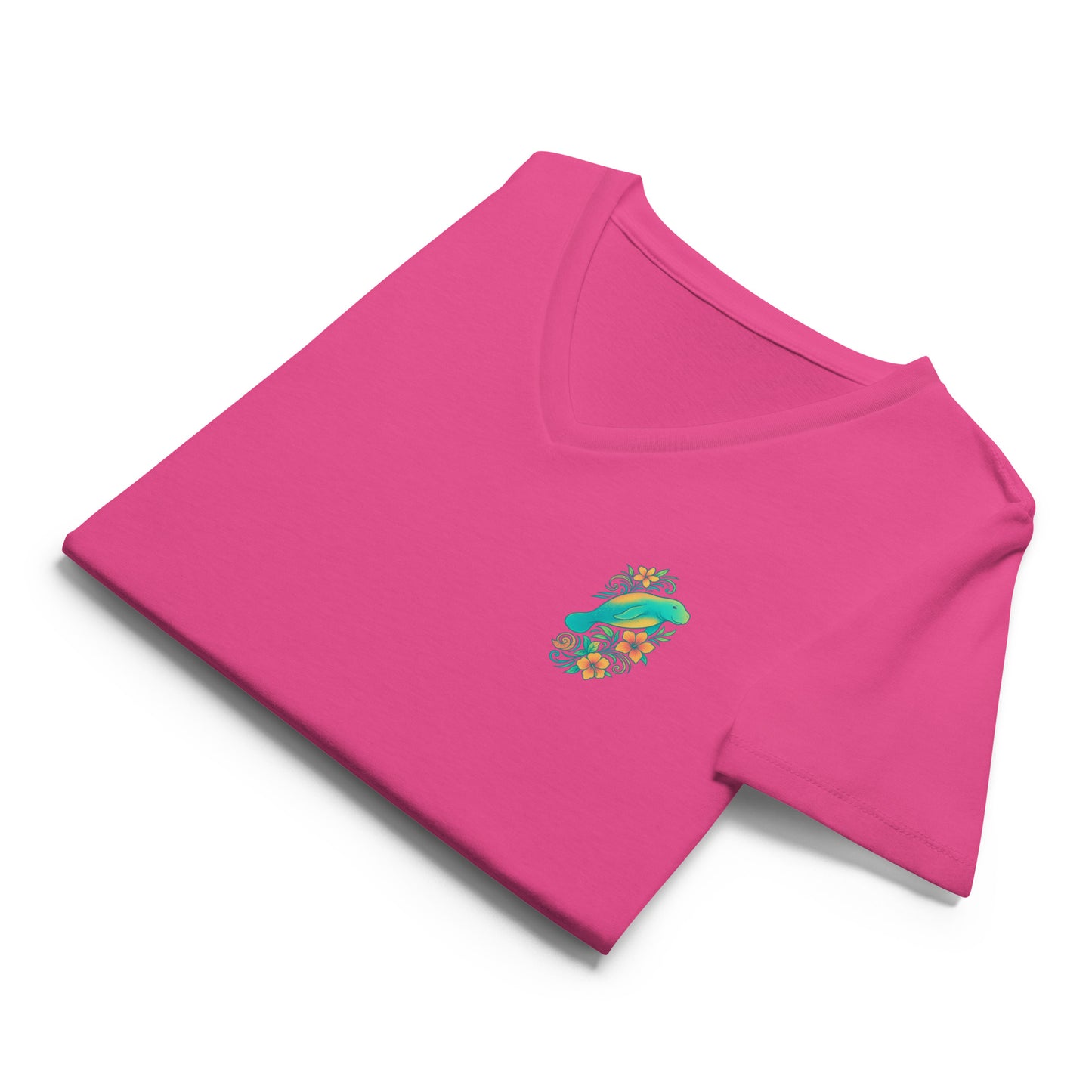 Manatee in Bloom - Women’s Whimsical Coastal V-Neck