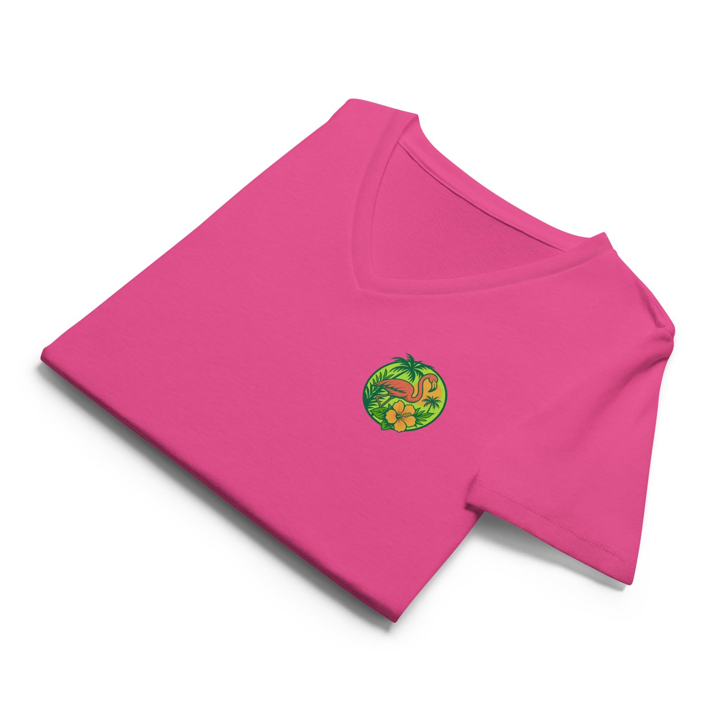 Flamingo in Bloom - Women’s Whimsical Coastal V-Neck