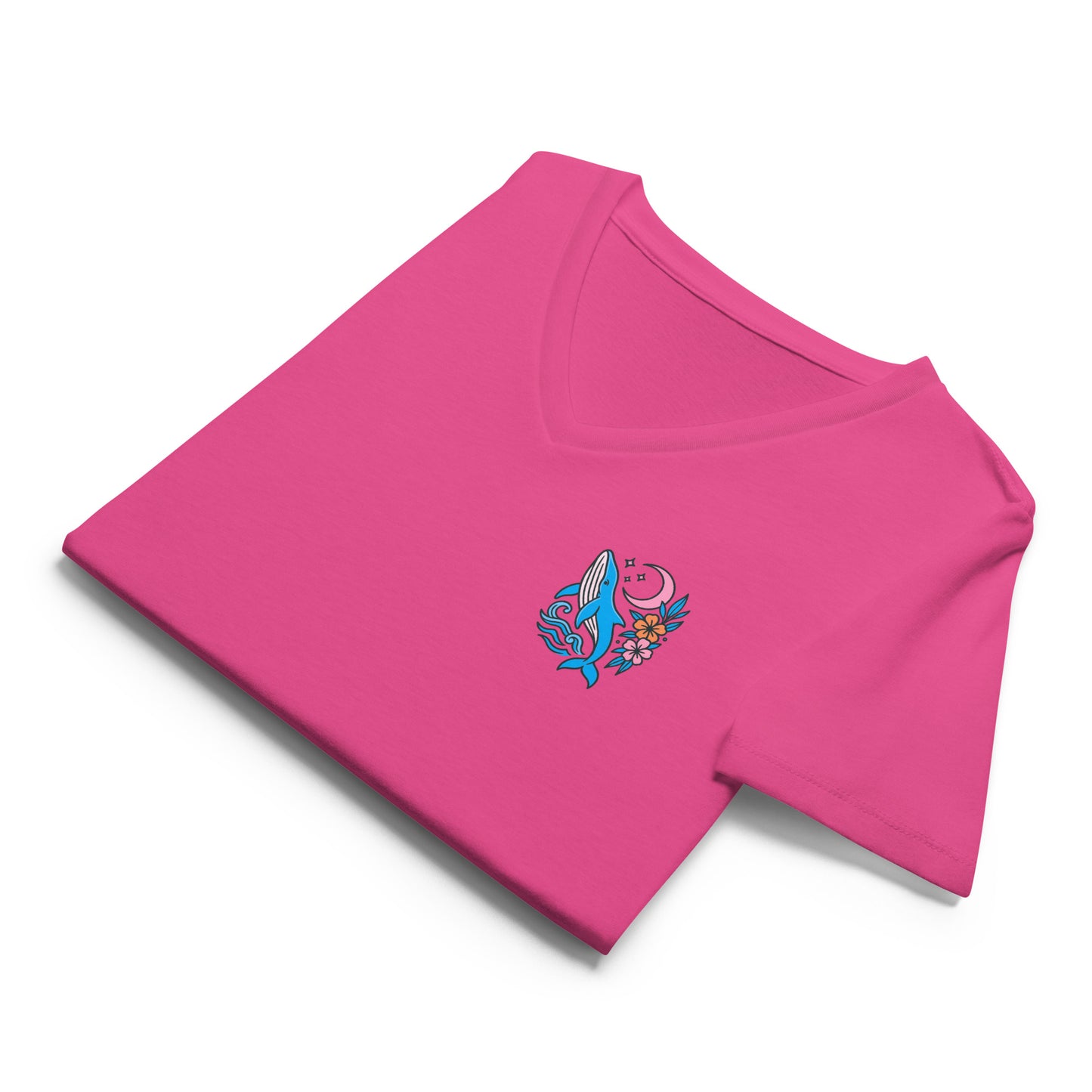 Moonrise Whale - Women’s Whimsical Coastal V-Neck