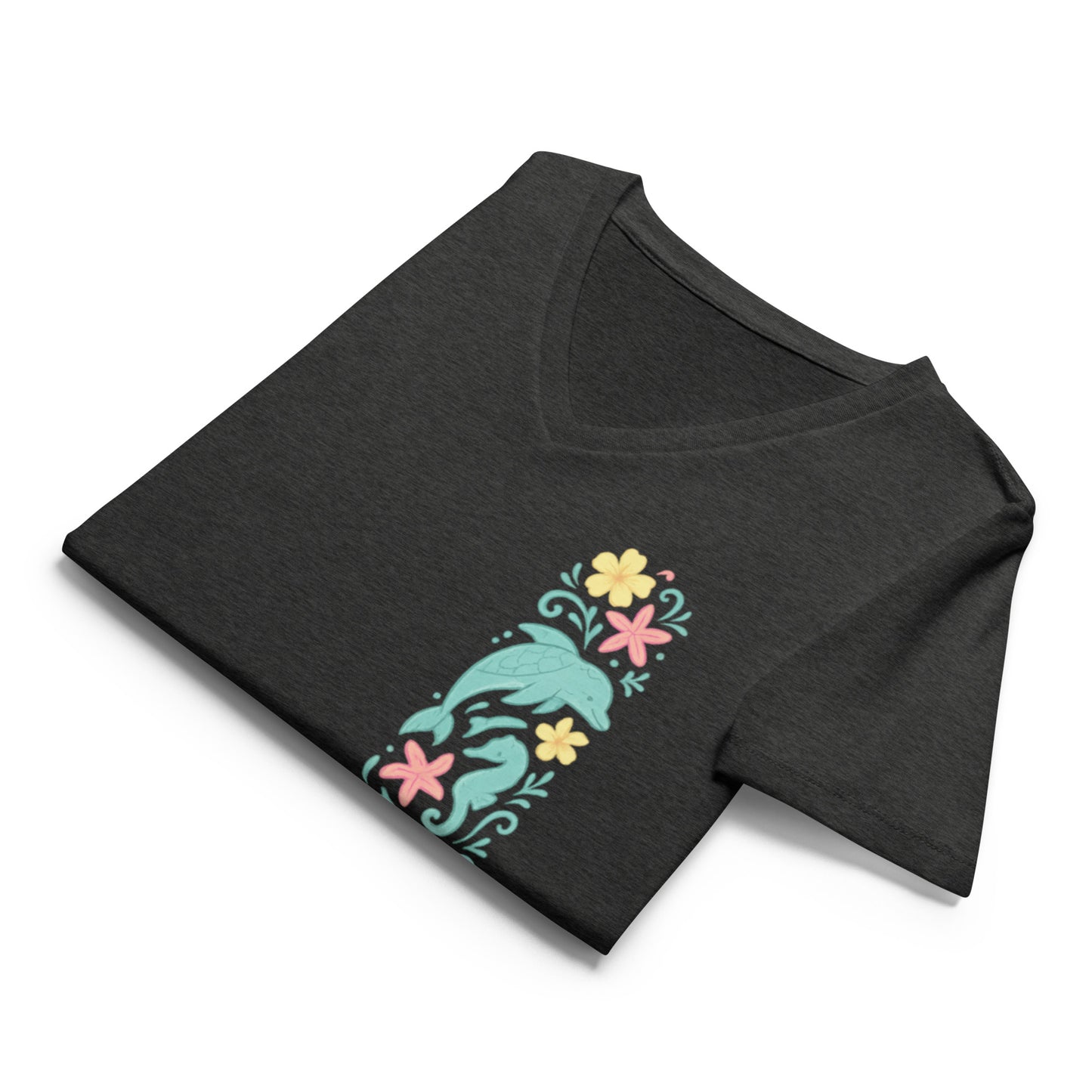 Tropical Reef Bloom  Women’s Whimsical Coastal V-Neck